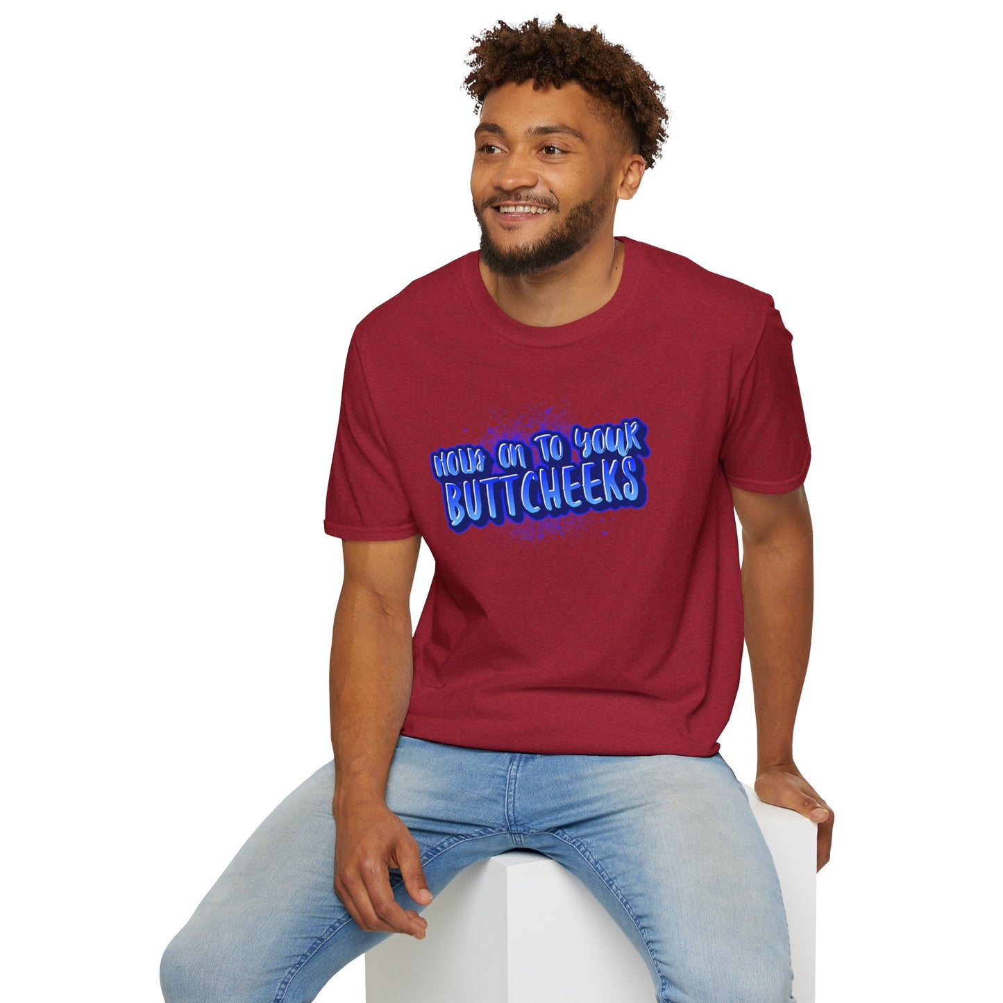 'Hold On To Your Buttcheeks' - Humorous Unisex Lightweight Cotton T-Shirt