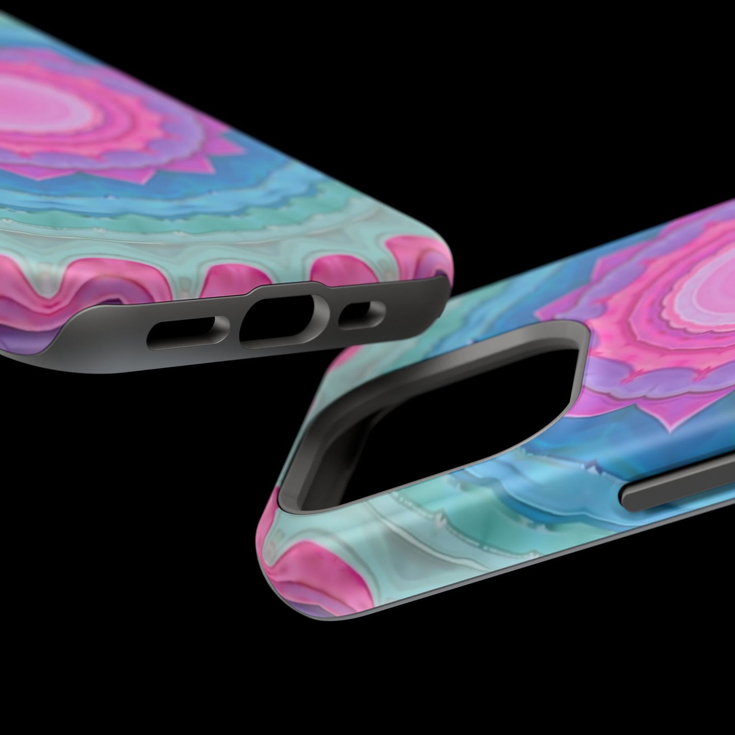 Rippled Radiance iPhone Case - Abstract Pink Floral Design, Aesthetic Gift Idea