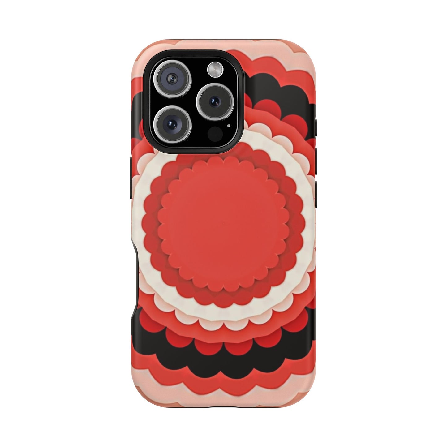 Red Floral iPhone Case - Bold Scalloped Design, Aesthetic Gift Idea