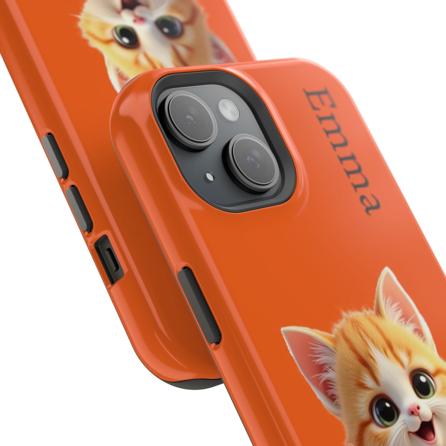 Personalized Orange Tabby Cat Phone Case - Custom Name Gift for Cat Lovers | Kawaii Kitten Cases for Girls & Women