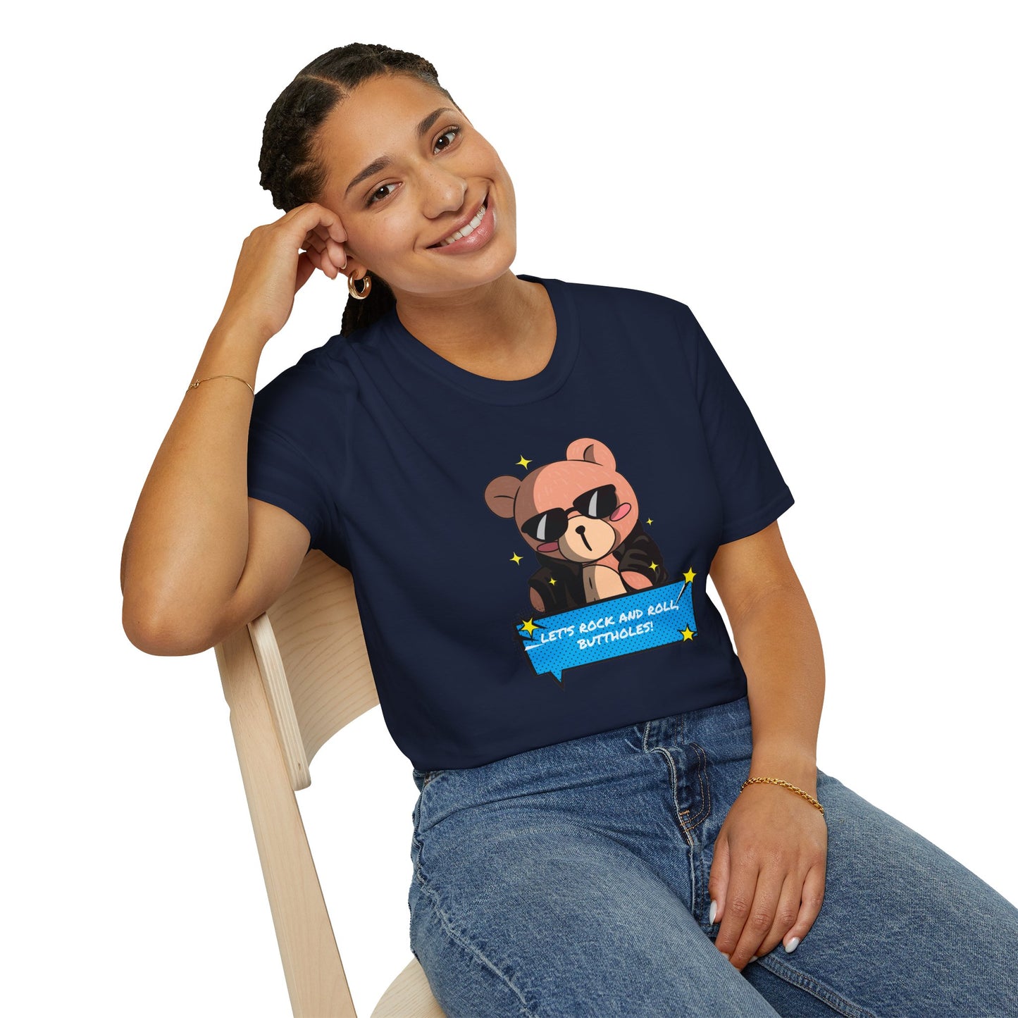 "Let’s Rock ‘n’ Roll, Buttholes!" Bold & Hilarious Graphic Tee – Sassy Body Positivity T-Shirt for the Unapologetically You