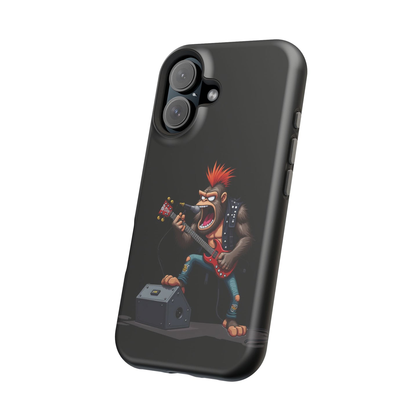 Punk Rock Gorilla iPhone Case - Funny Music Gift, Edgy Aesthetic, Animal Lover Gift