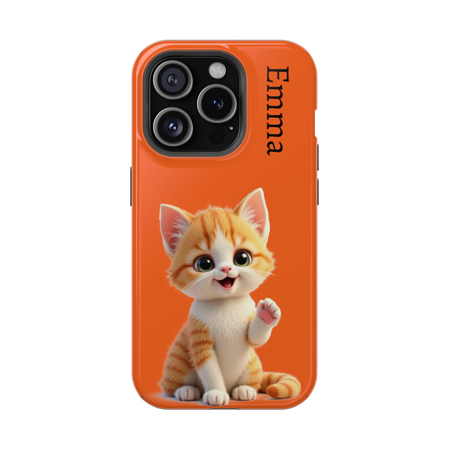 Personalized Orange Tabby Cat Phone Case - Custom Name Gift for Cat Lovers | Kawaii Kitten Cases for Girls & Women