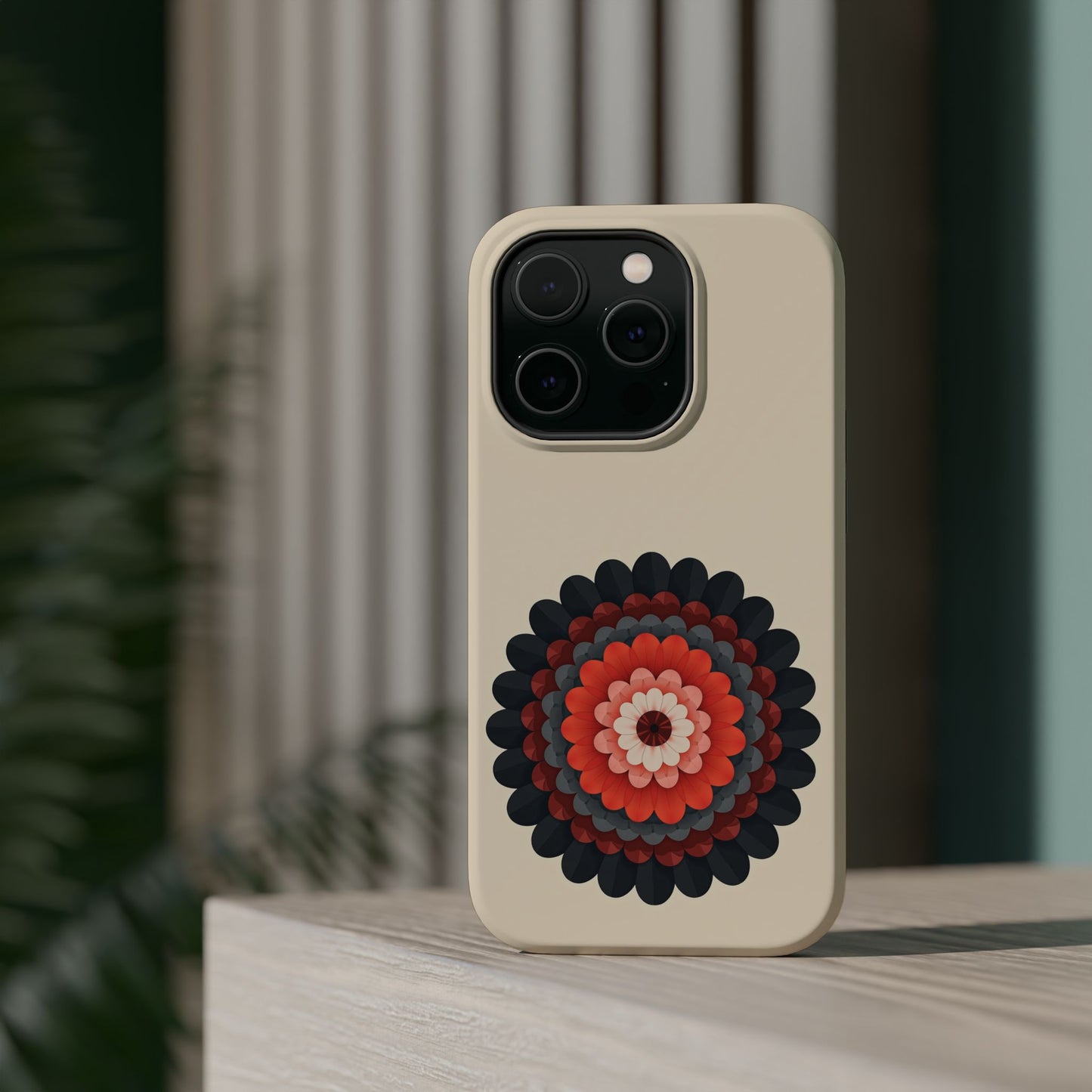 Red & Black Mandala iPhone Case - Bohemian Flower Design, Aesthetic Gift Idea