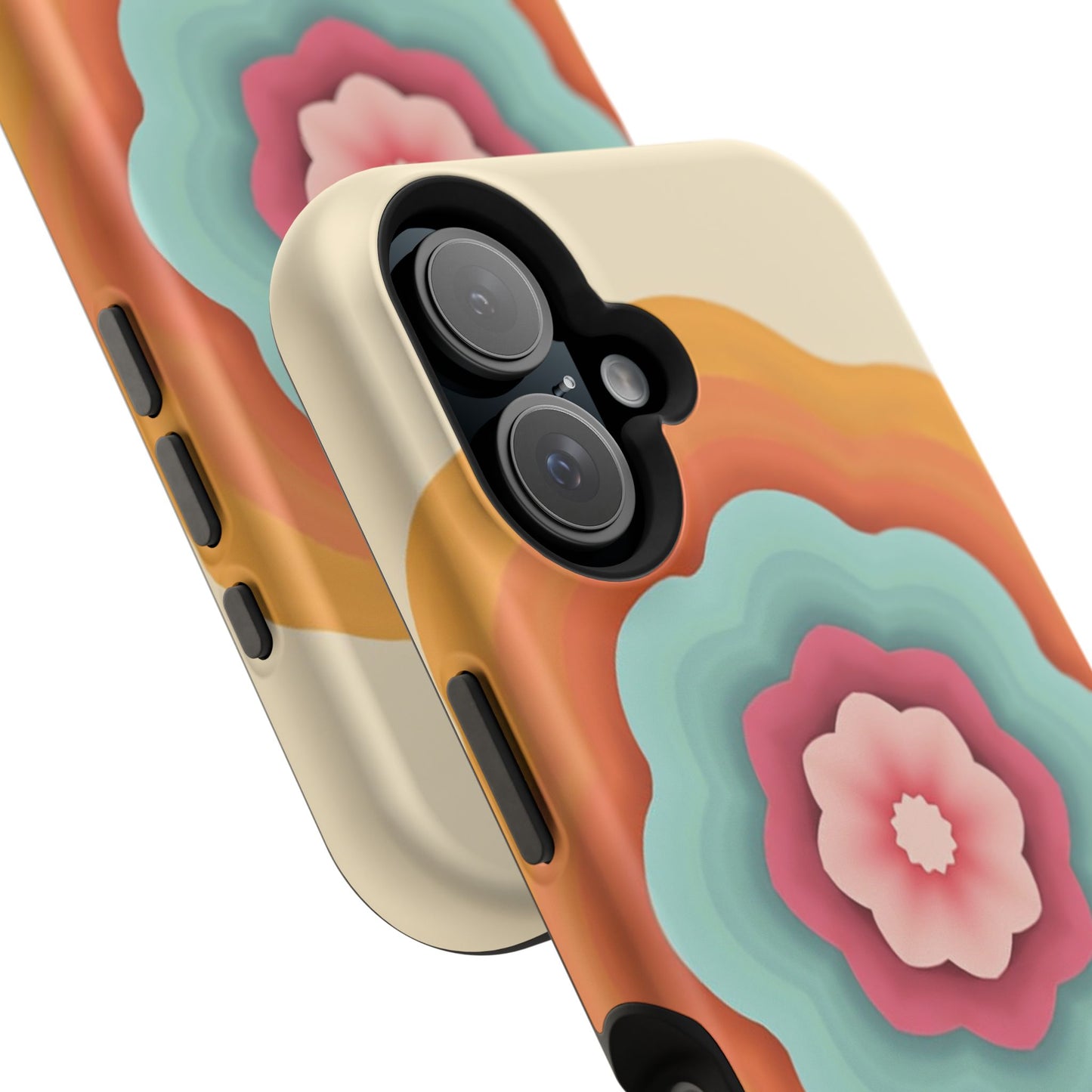 Retro Flower Phone Case - 70s Aesthetic iPhone Case, Vintage Gift Idea, Layered Floral Design