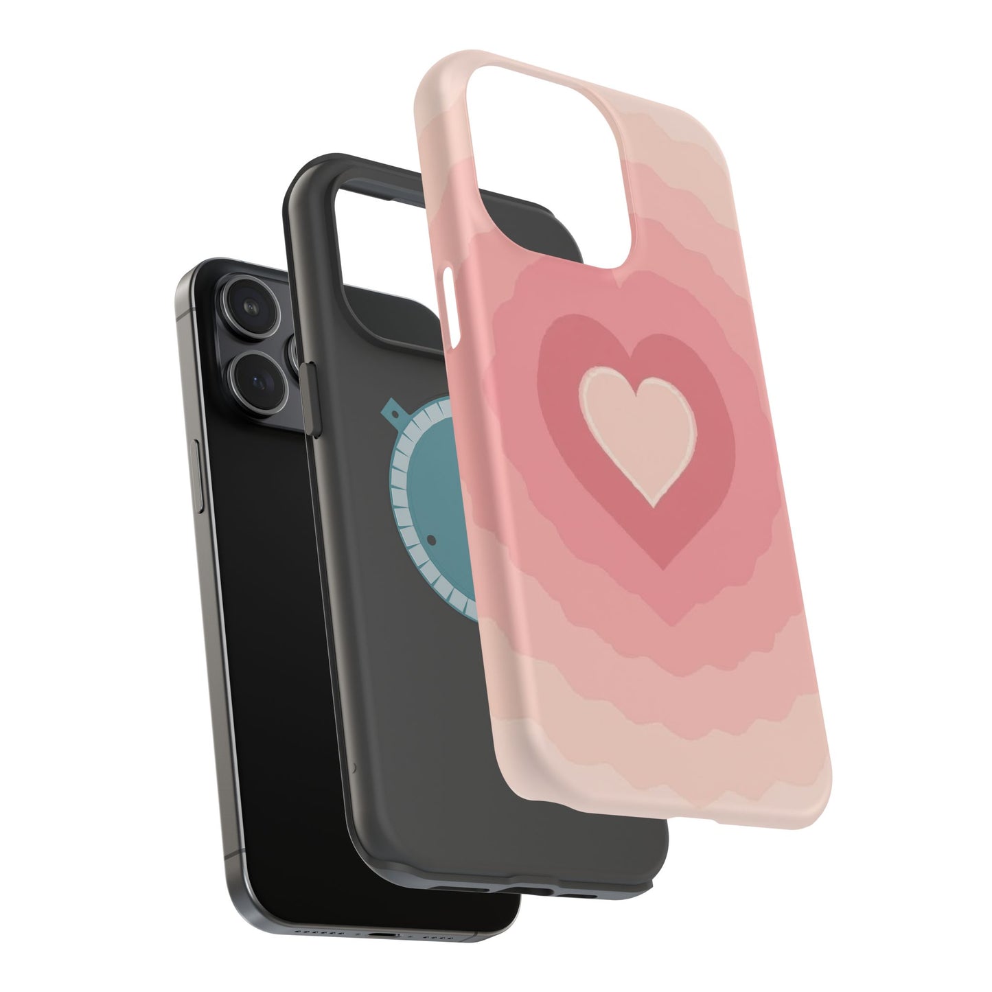Pink Layered Heart iPhone Case - Cute Aesthetic Y2K Valentine's Gift