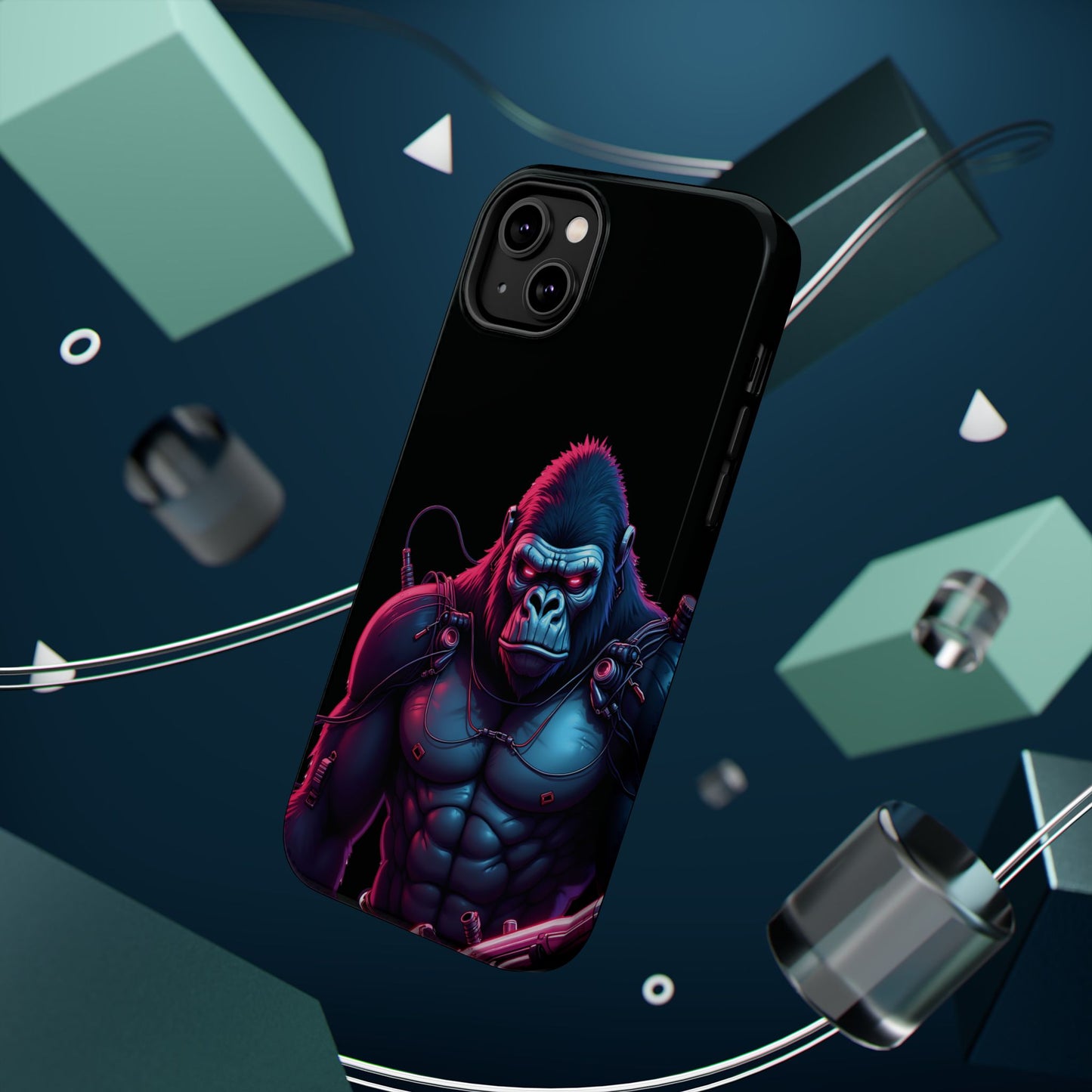 Cyber Primal Phone Case – Neon Power, Gorilla Strength