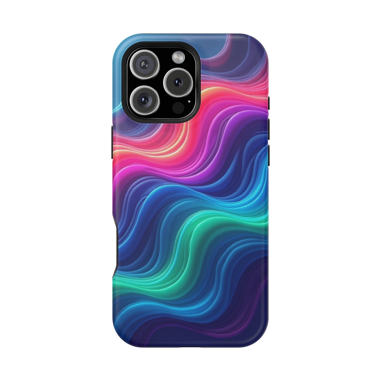Neon Wave Phone Case - Aesthetic Glowing Design | iPhone 14-17 Cases | Trendy Gifts for Her, Rave Accessory