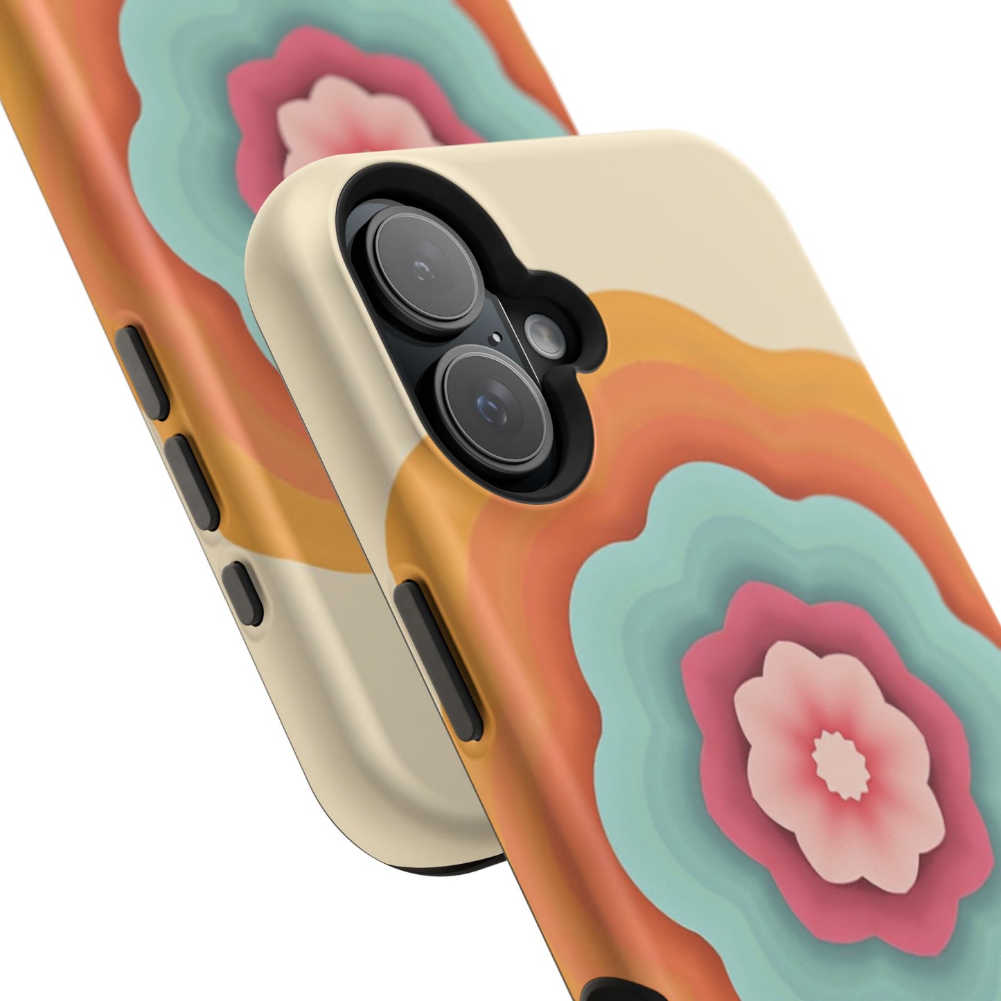 Retro Flower Phone Case - 70s Aesthetic iPhone Case, Vintage Gift Idea, Layered Floral Design