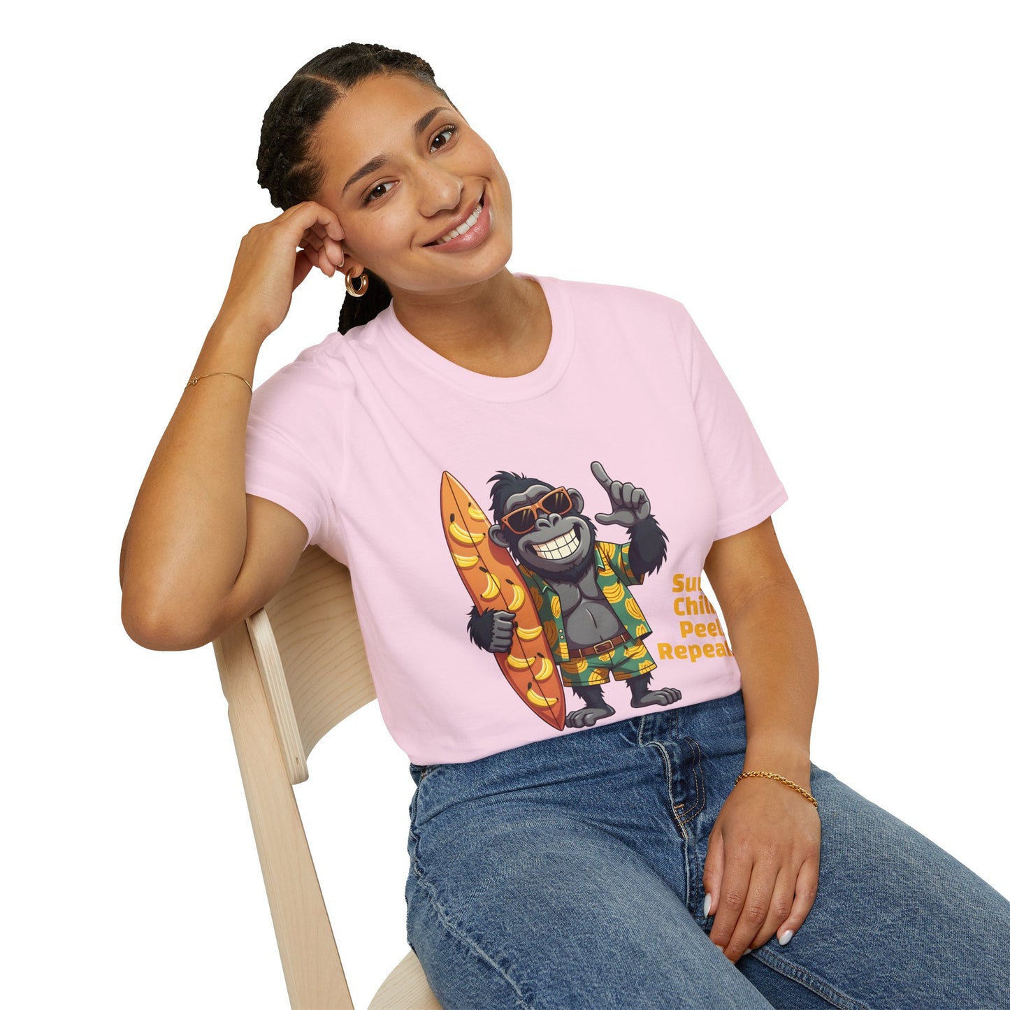 Surf. Chill. Peel. Repeat. β Funny Tropical Gorilla T-Shirt