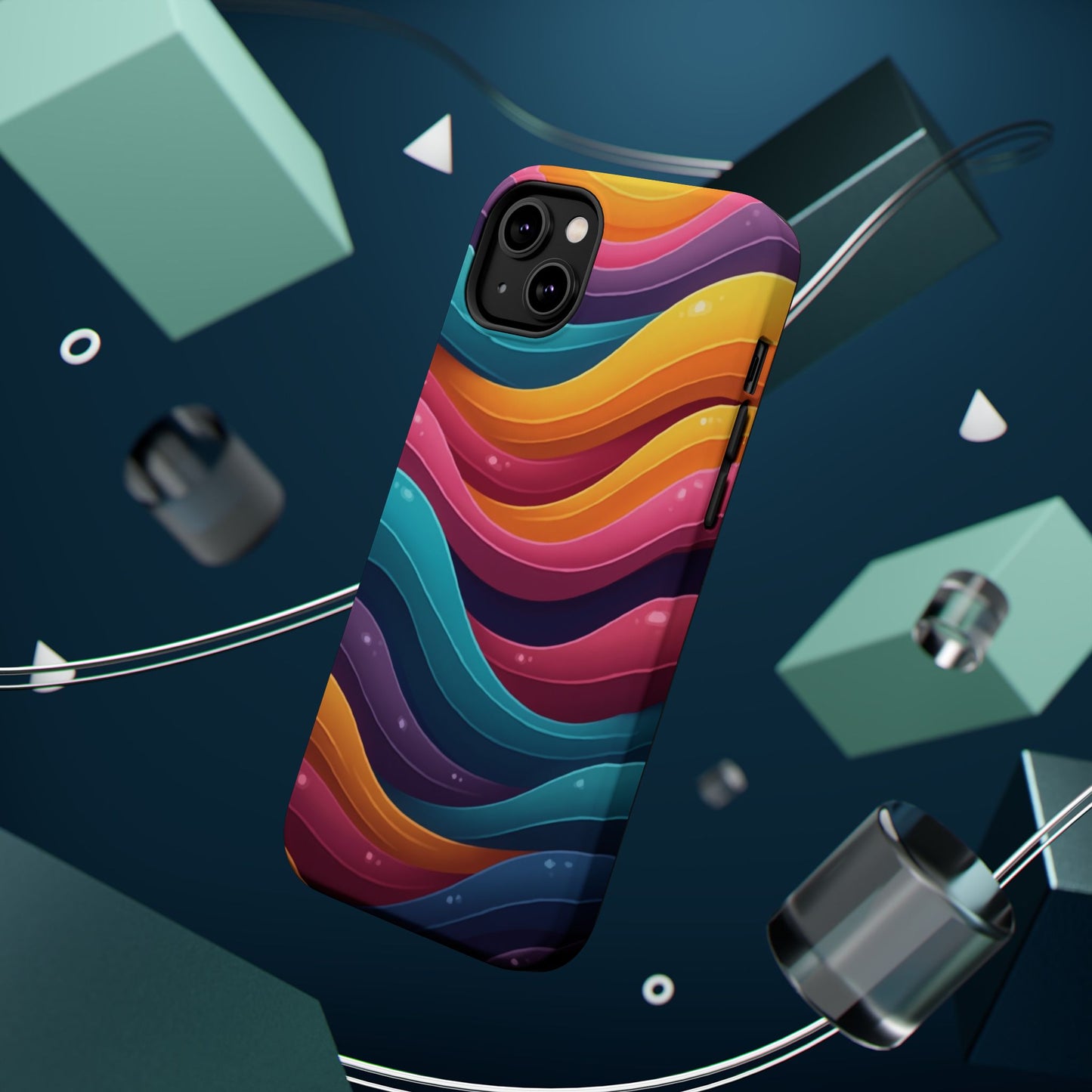 Colorful Wave Phone Case - Aesthetic iPhone Case, Bright Gift Idea, Trendy Summer Accessory