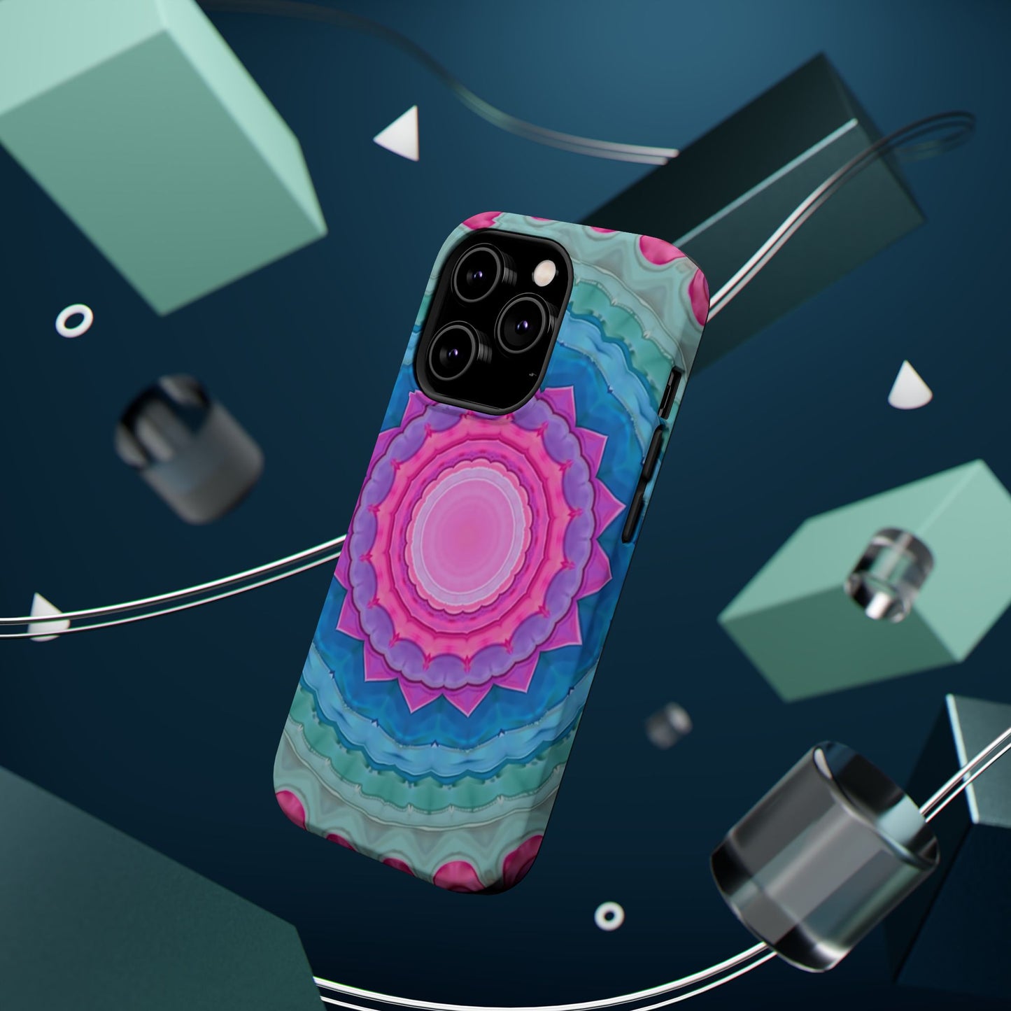 Rippled Radiance iPhone Case - Abstract Pink Floral Design, Aesthetic Gift Idea