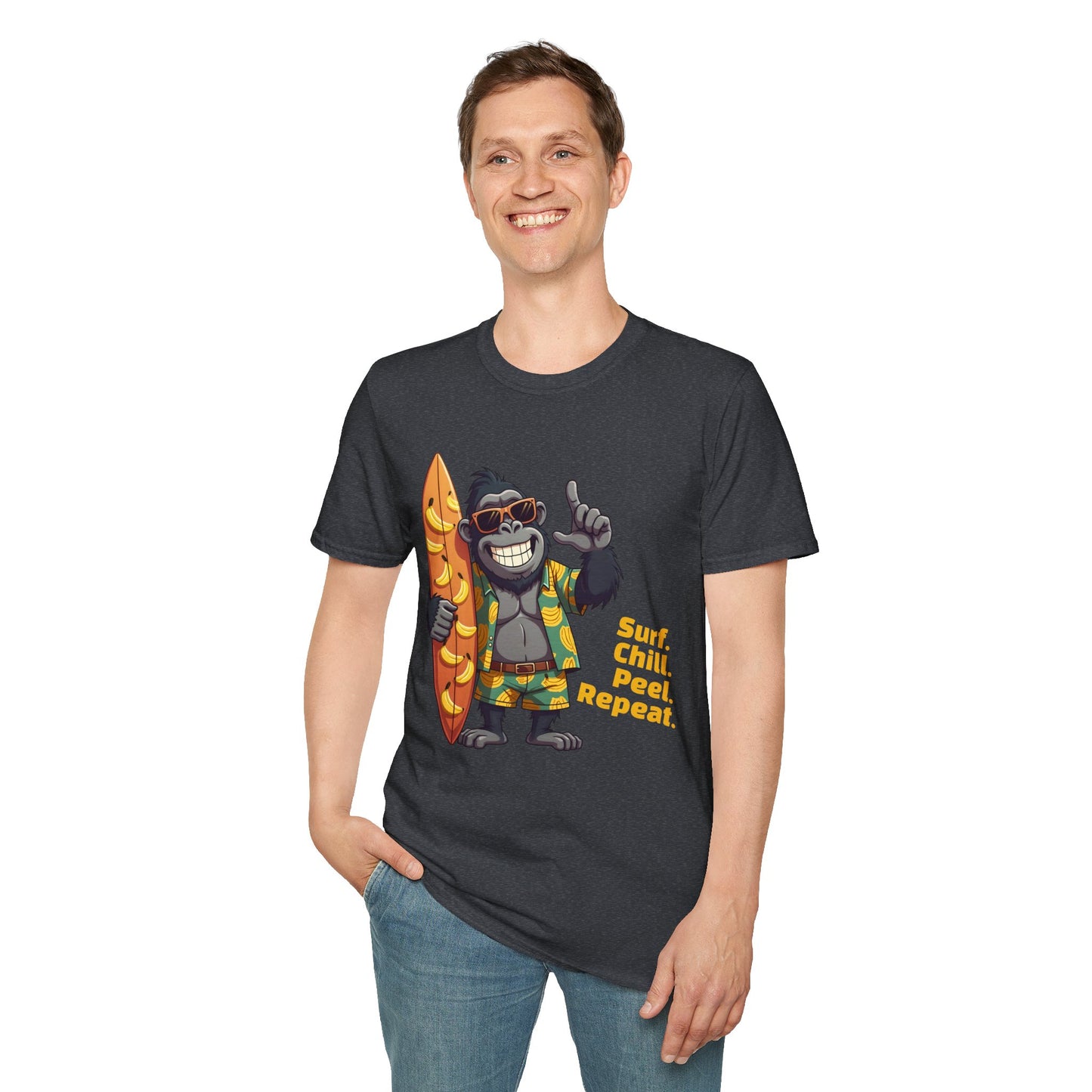 Surf. Chill. Peel. Repeat. β Funny Tropical Gorilla T-Shirt