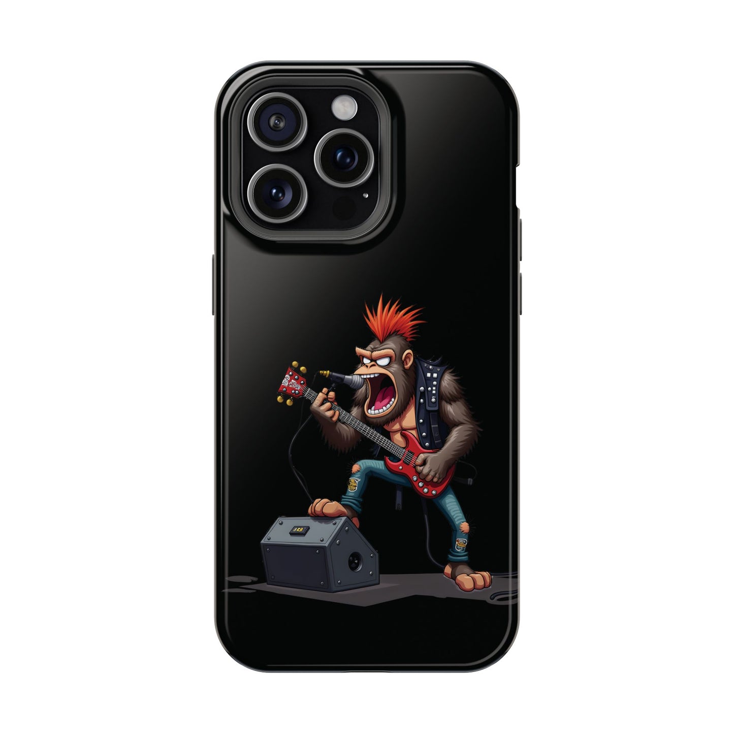 Punk Rock Gorilla iPhone Case - Funny Music Gift, Edgy Aesthetic, Animal Lover Gift