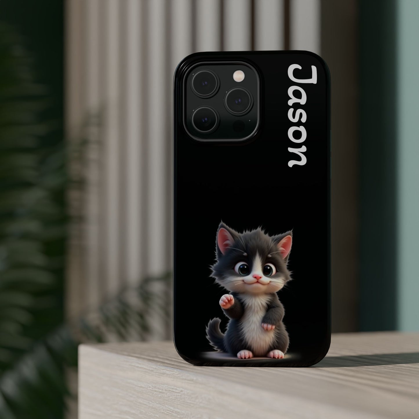 Personalized Kitten Phone Case - Custom Name Cat Lover Gift | Cute Black iPhone Cases for Women & Girls