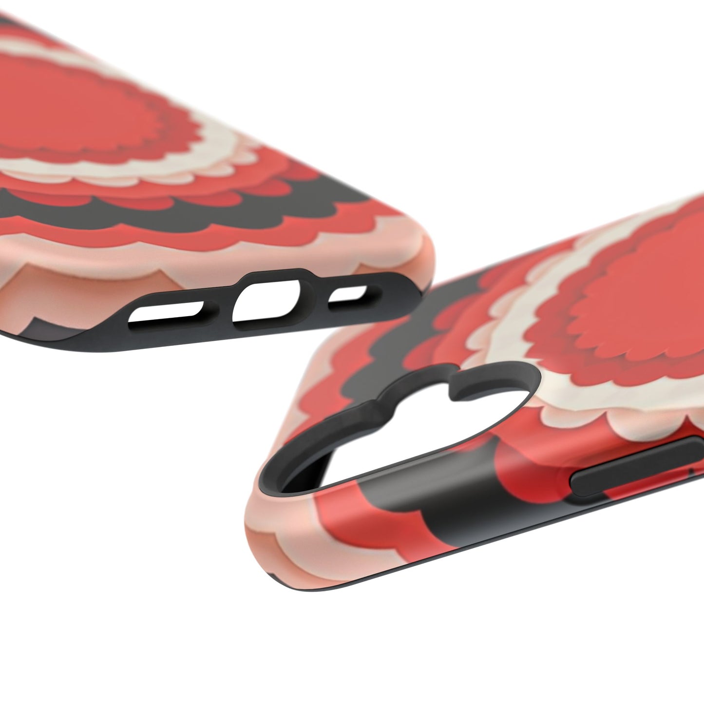 Red Floral iPhone Case - Bold Scalloped Design, Aesthetic Gift Idea