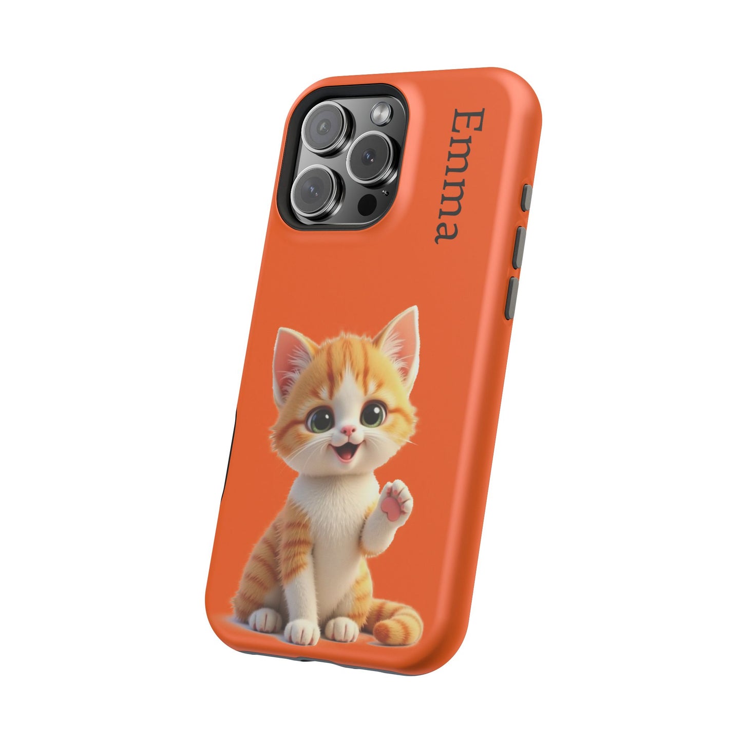 Personalized Orange Tabby Cat Phone Case - Custom Name Gift for Cat Lovers | Kawaii Kitten Cases for Girls & Women