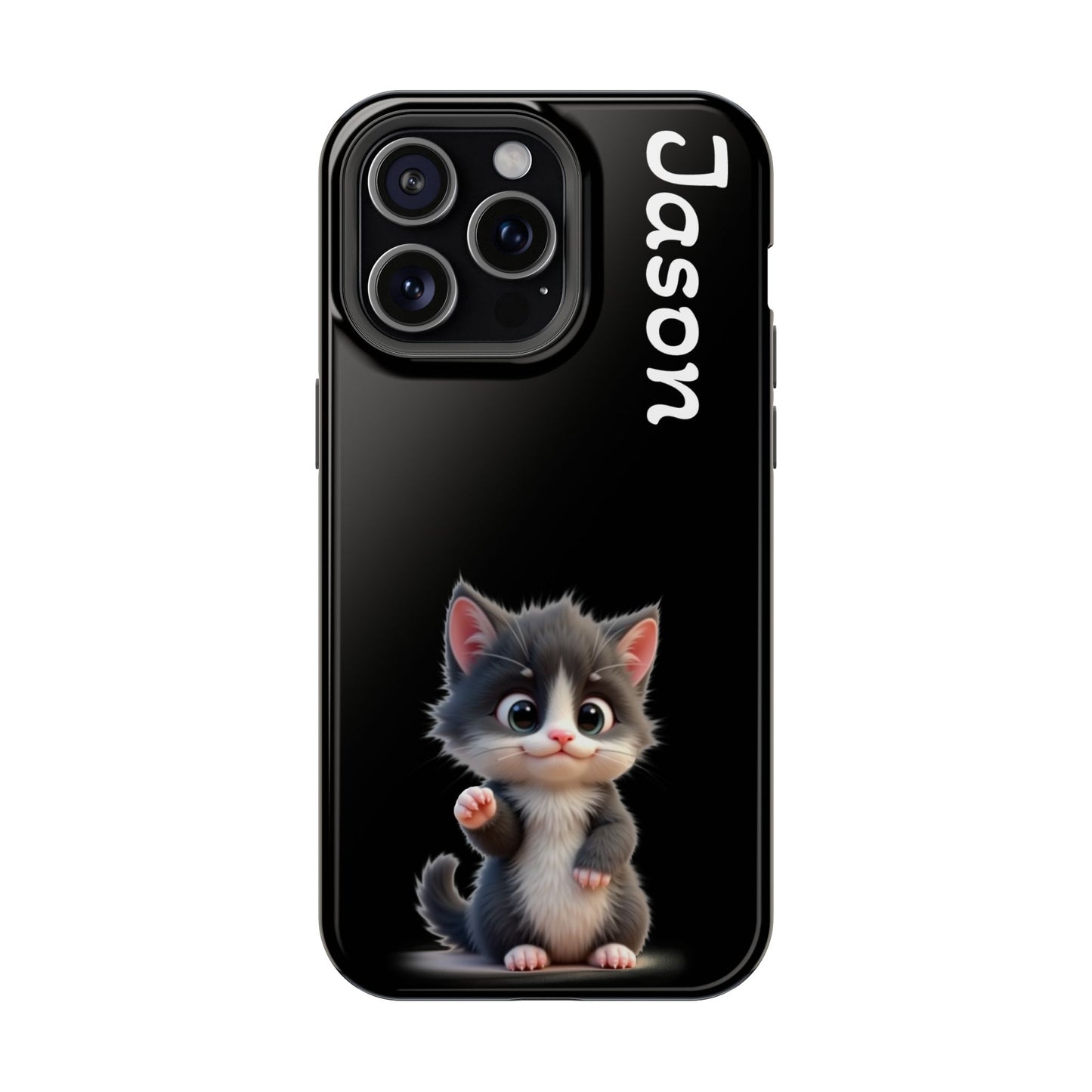 Personalized Kitten Phone Case - Custom Name Cat Lover Gift | Cute Black iPhone Cases for Women & Girls