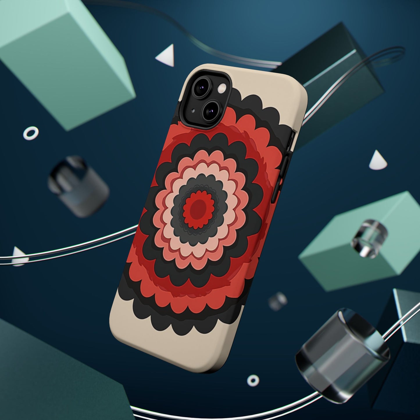 Layered Scallop Bloom iPhone Case - Retro Floral Design, Bold Aesthetic Gift Idea