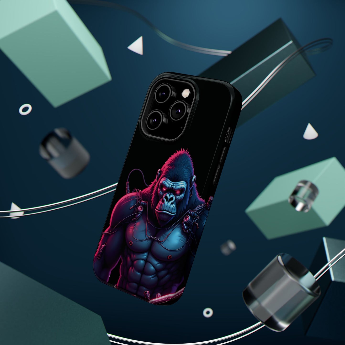 Cyber Primal Phone Case – Neon Power, Gorilla Strength