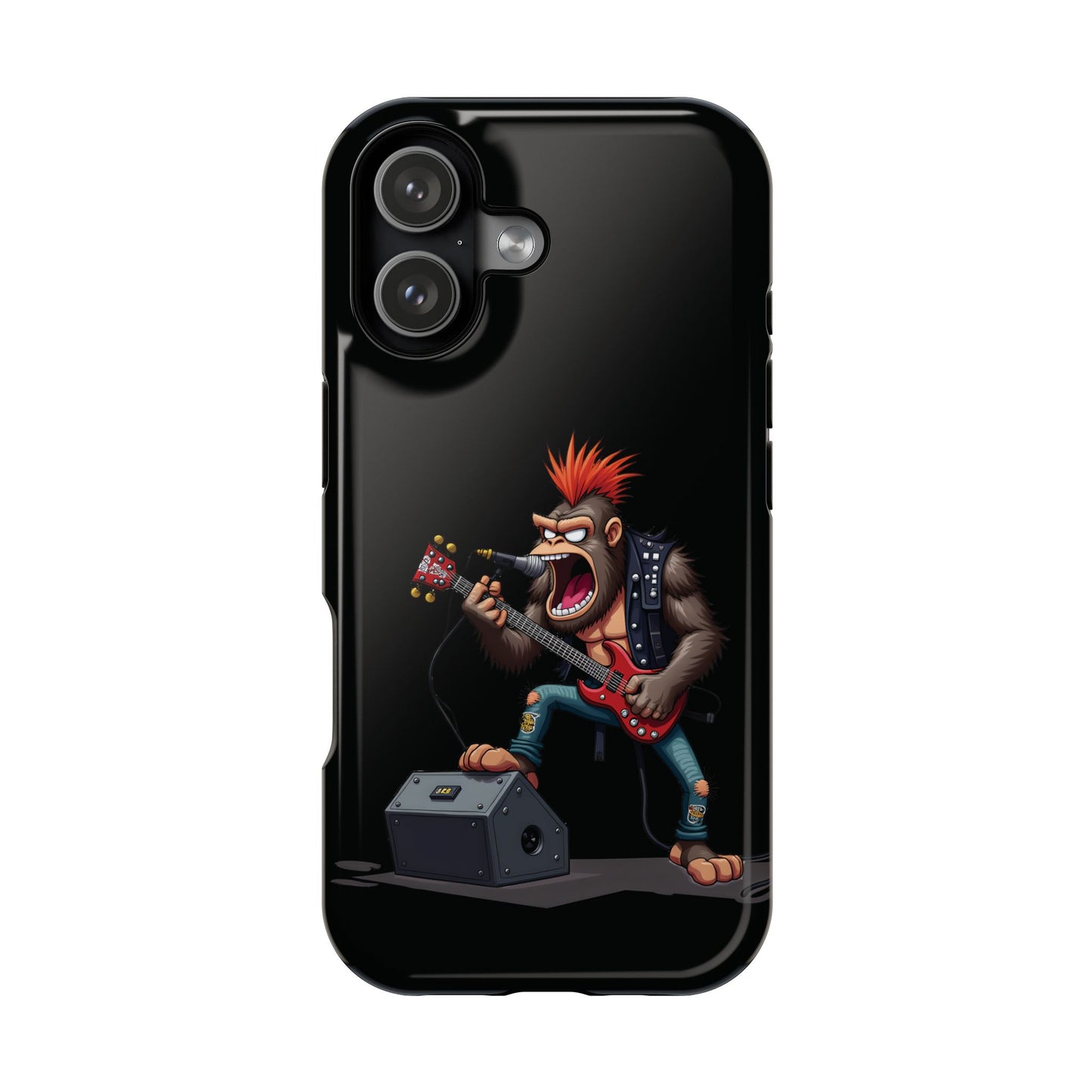 Punk Rock Gorilla iPhone Case - Funny Music Gift, Edgy Aesthetic, Animal Lover Gift