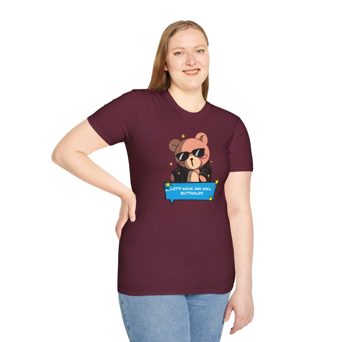 "Let’s Rock ‘n’ Roll, Buttholes!" Bold & Hilarious Graphic Tee – Sassy Body Positivity T-Shirt for the Unapologetically You