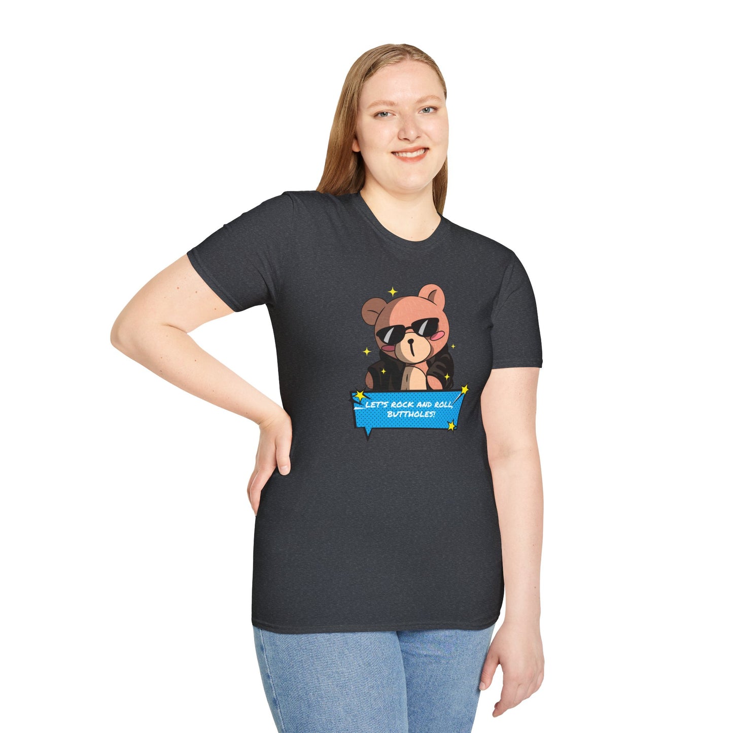 "Let’s Rock ‘n’ Roll, Buttholes!" Bold & Hilarious Graphic Tee – Sassy Body Positivity T-Shirt for the Unapologetically You
