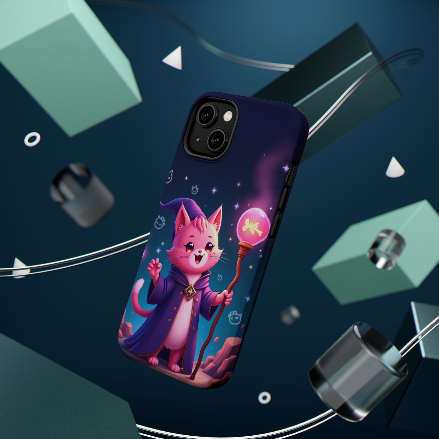 Magical Cat Sorcerer iPhone Case - Cute Fantasy Gift for Cat Lovers