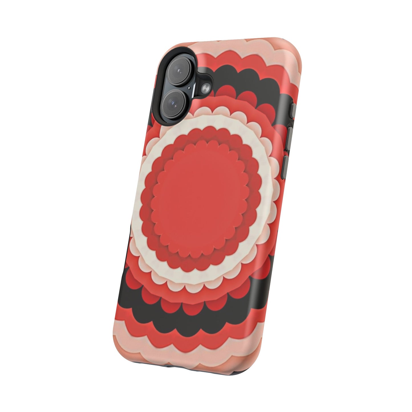 Red Floral iPhone Case - Bold Scalloped Design, Aesthetic Gift Idea