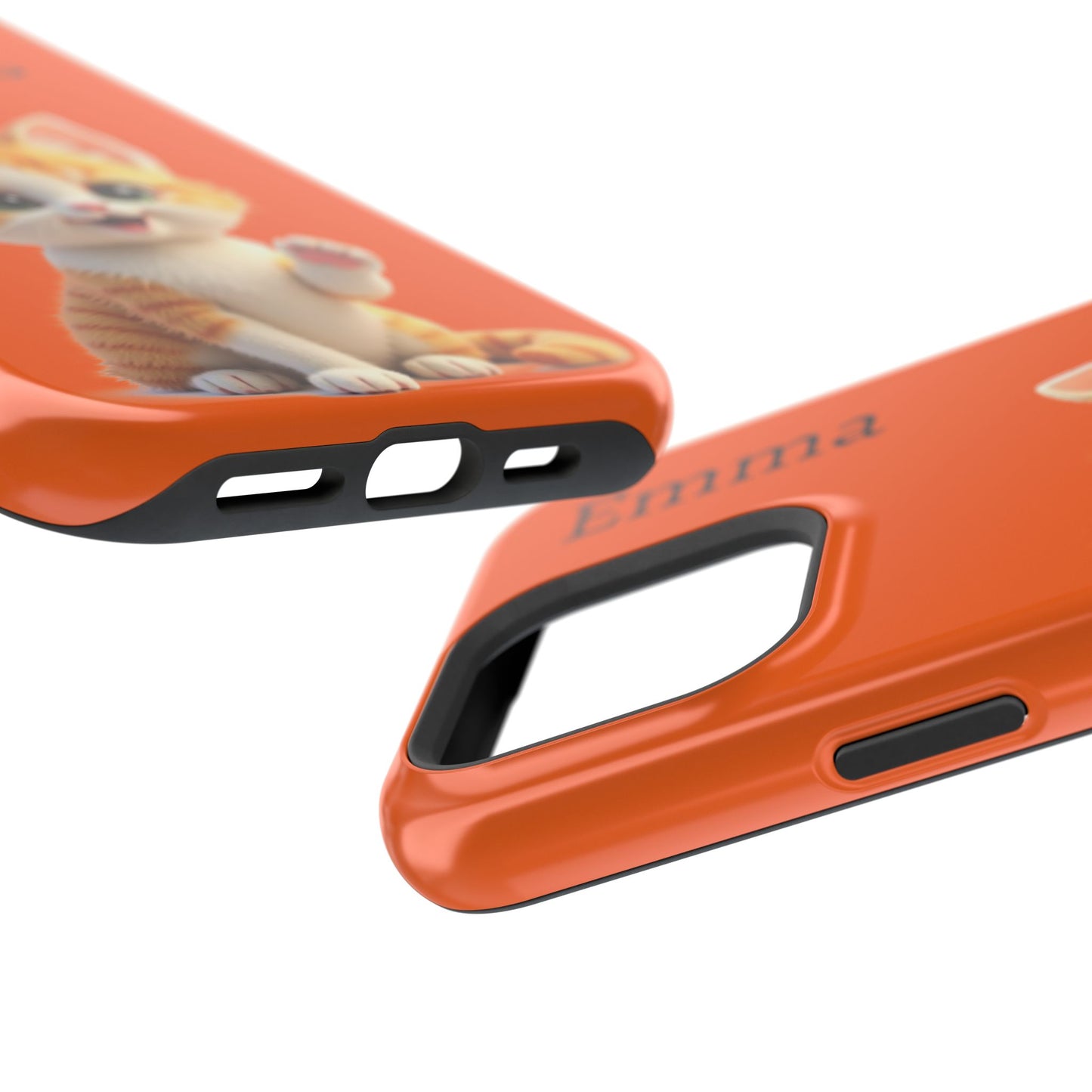 Personalized Orange Tabby Cat Phone Case - Custom Name Gift for Cat Lovers | Kawaii Kitten Cases for Girls & Women