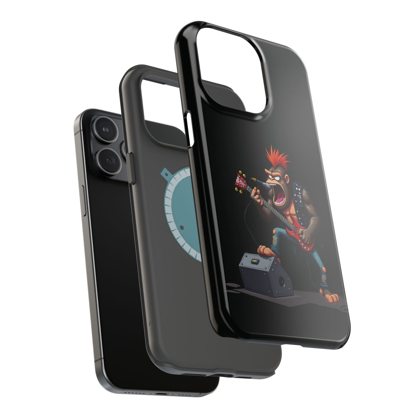 Punk Rock Gorilla iPhone Case - Funny Music Gift, Edgy Aesthetic, Animal Lover Gift
