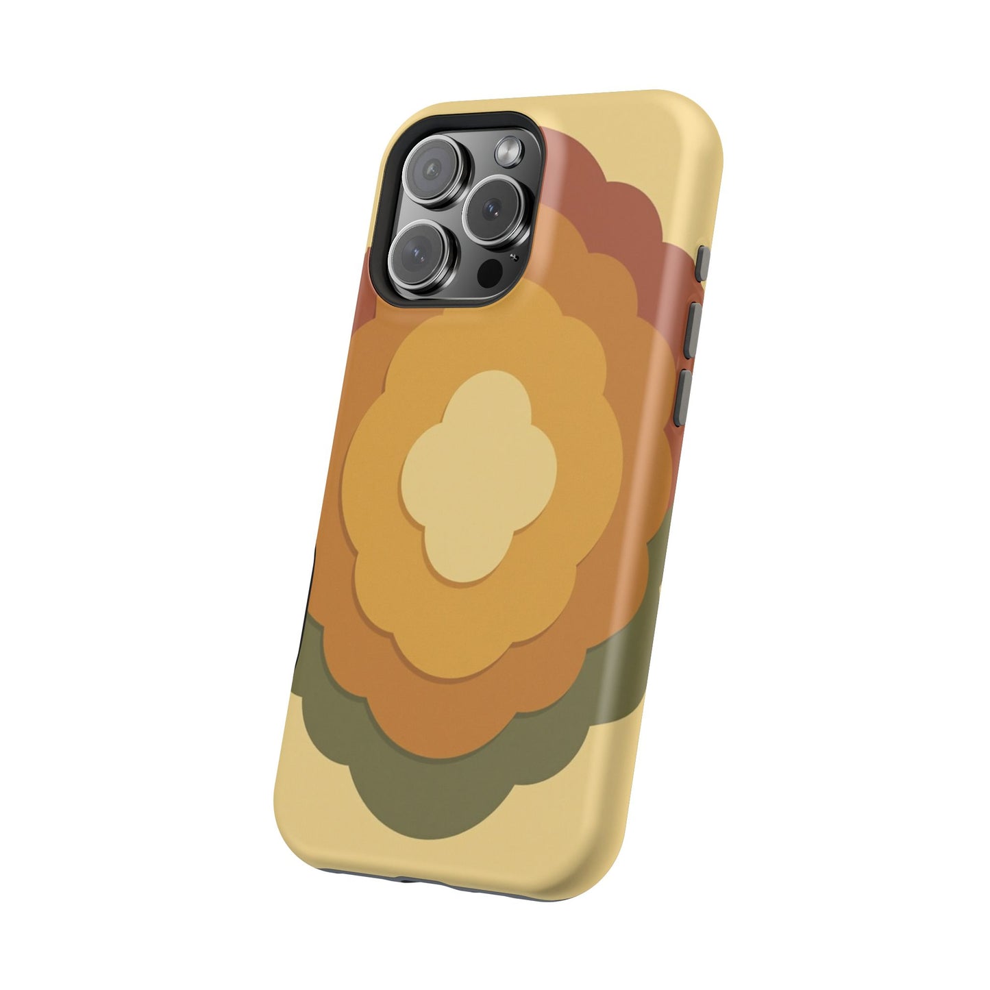 Retro Layered Bloom iPhone Case - 70s Flower Power Design, Vintage Aesthetic Gift Idea