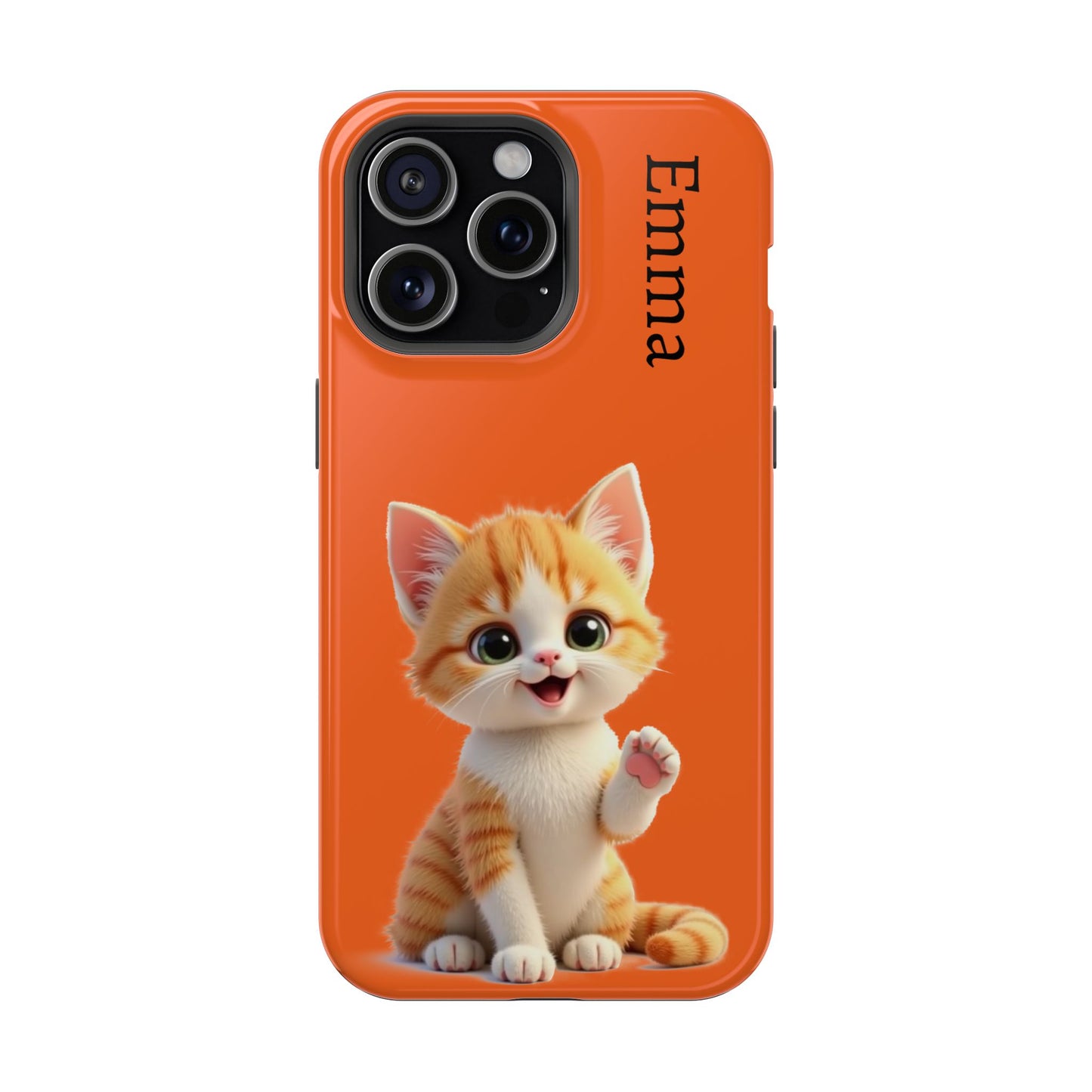 Personalized Orange Tabby Cat Phone Case - Custom Name Gift for Cat Lovers | Kawaii Kitten Cases for Girls & Women