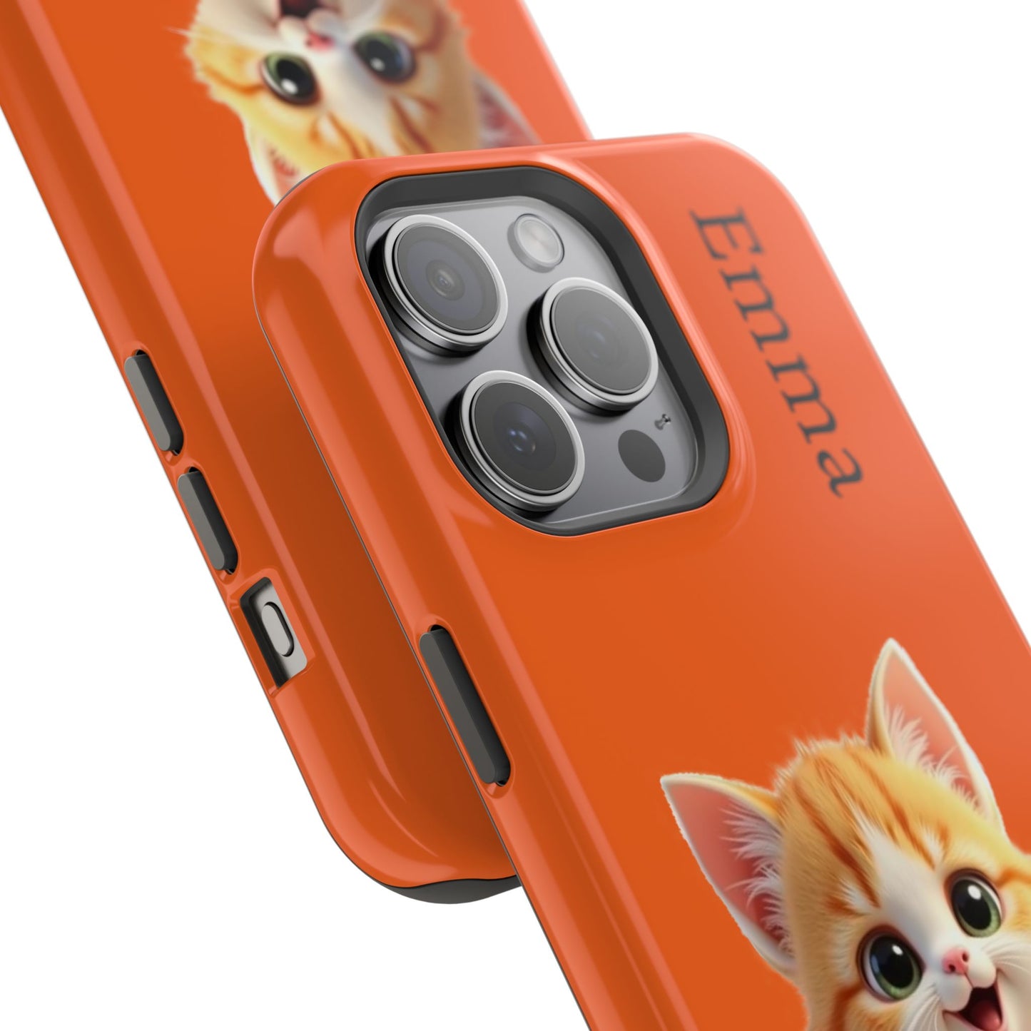 Personalized Orange Tabby Cat Phone Case - Custom Name Gift for Cat Lovers | Kawaii Kitten Cases for Girls & Women