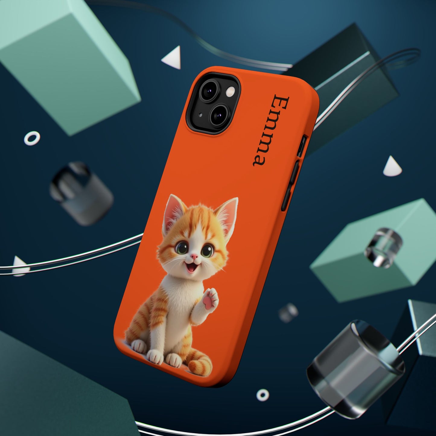 Personalized Orange Tabby Cat Phone Case - Custom Name Gift for Cat Lovers | Kawaii Kitten Cases for Girls & Women