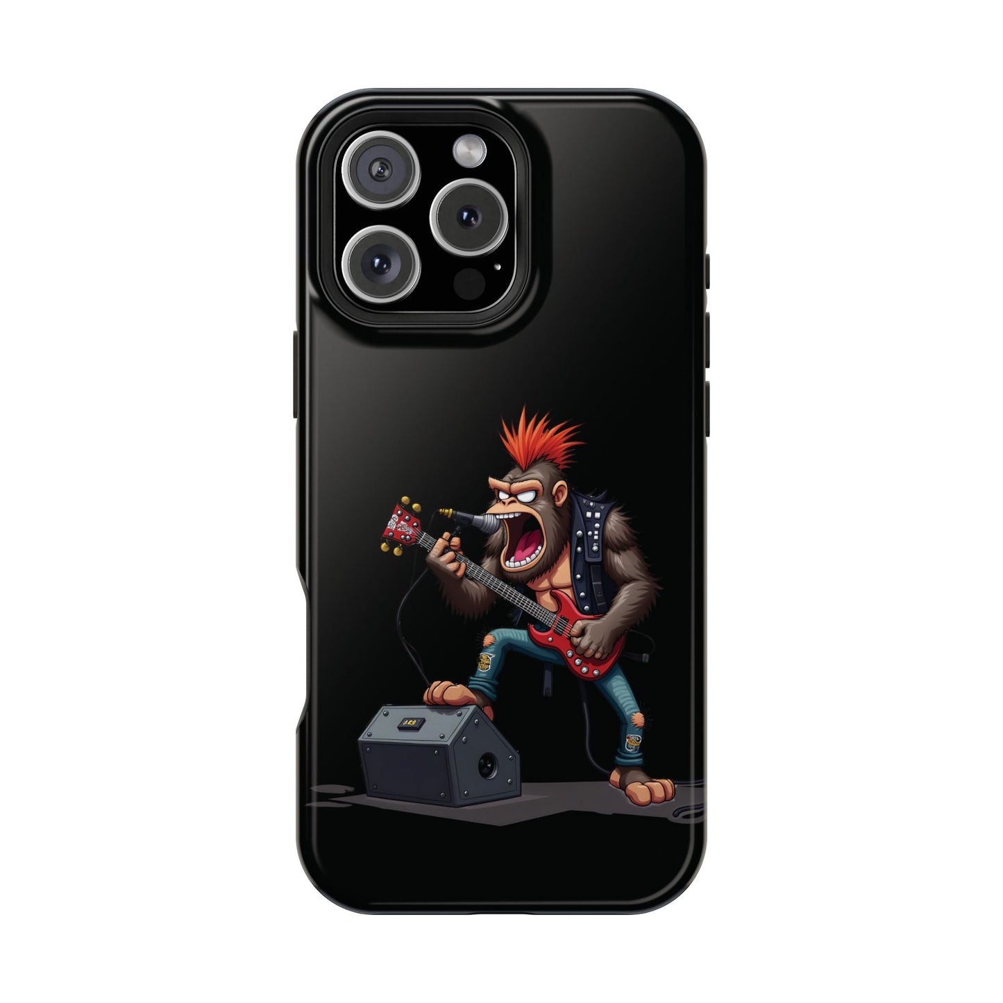Punk Rock Gorilla iPhone Case - Funny Music Gift, Edgy Aesthetic, Animal Lover Gift