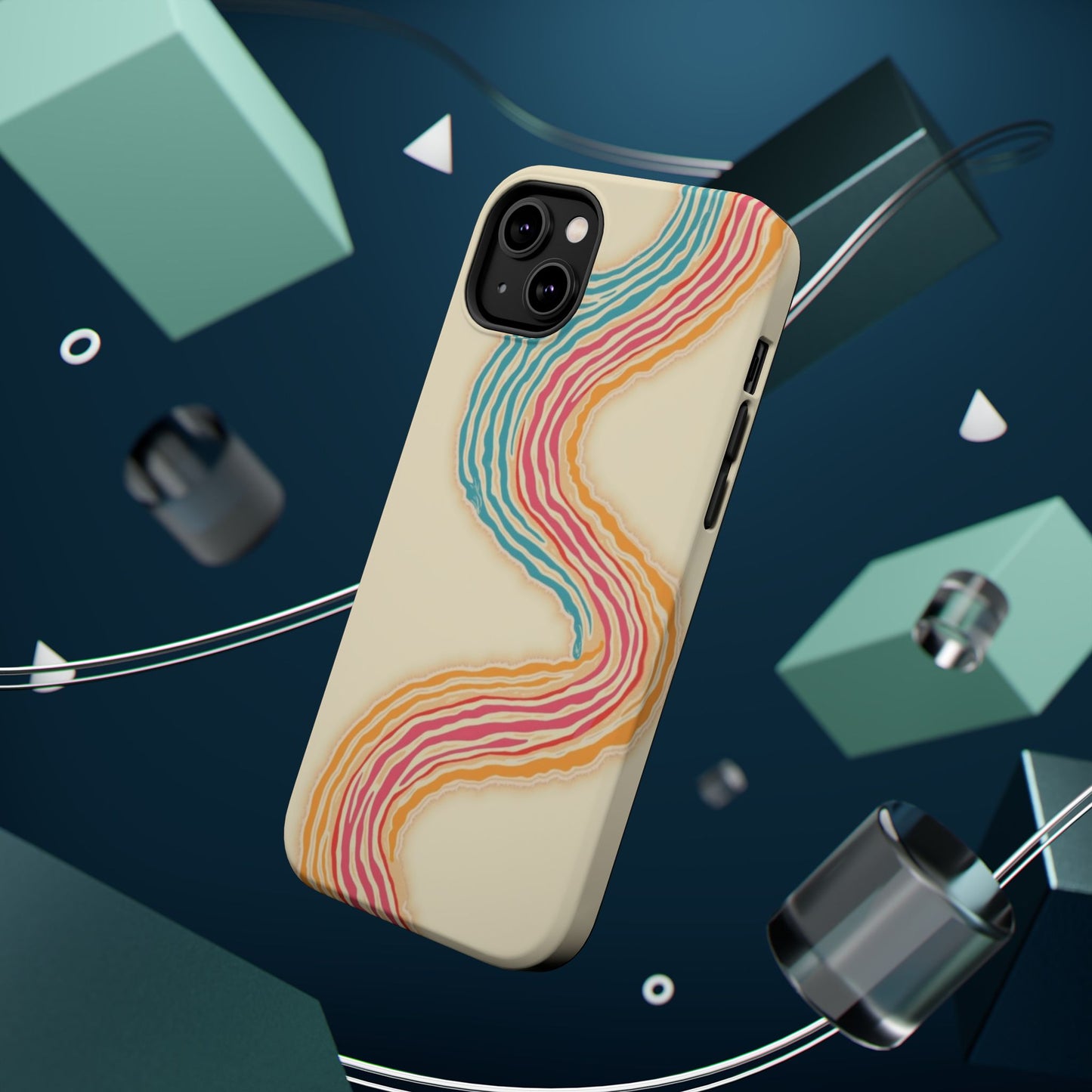 Abstract Flow Phone Case - Pastel Streamline Design