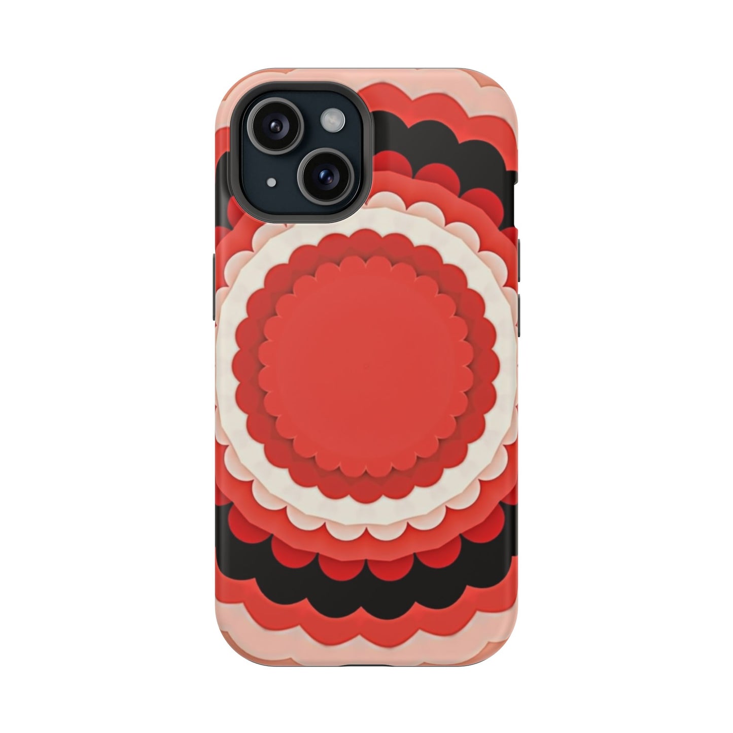 Red Floral iPhone Case - Bold Scalloped Design, Aesthetic Gift Idea