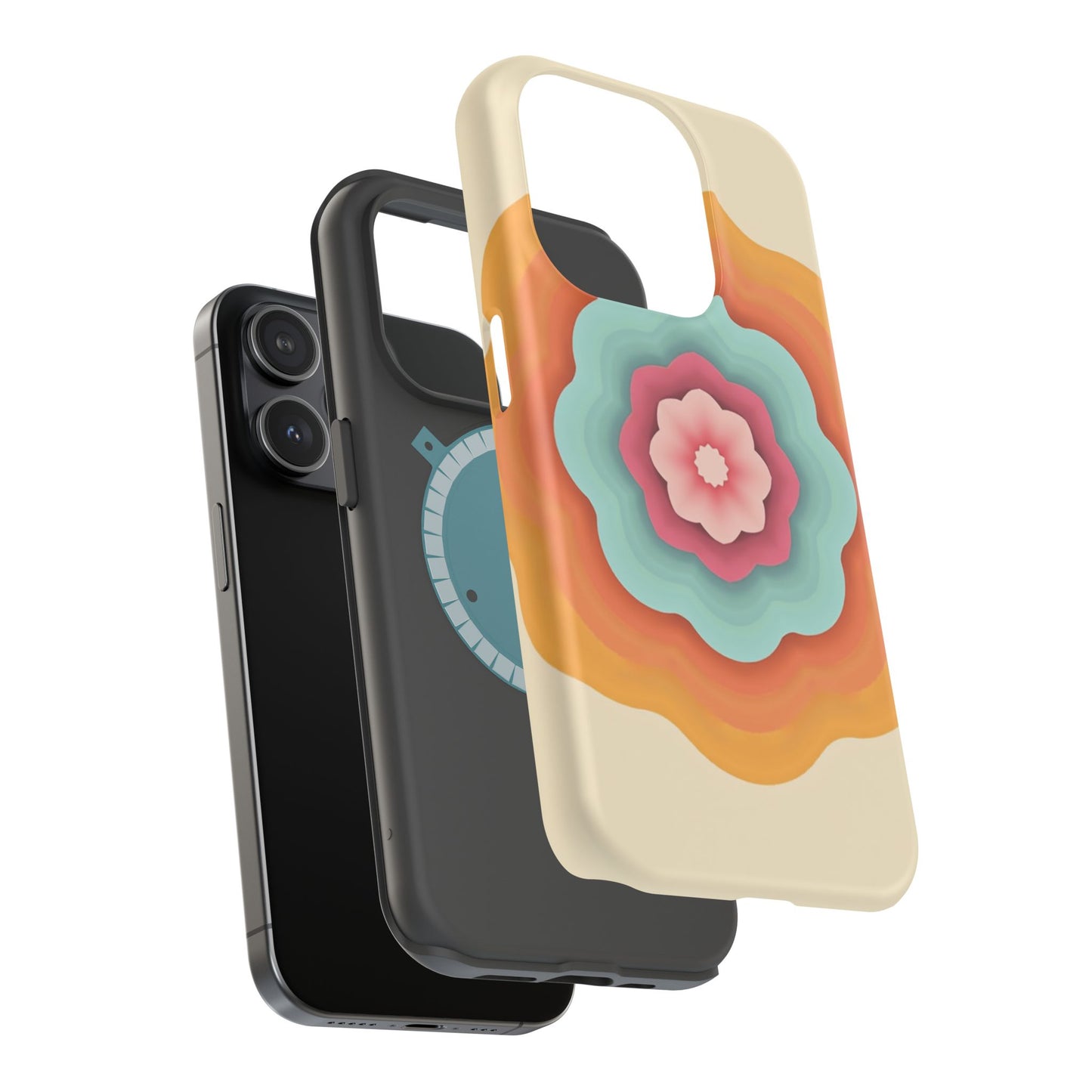 Retro Flower Phone Case - 70s Aesthetic iPhone Case, Vintage Gift Idea, Layered Floral Design