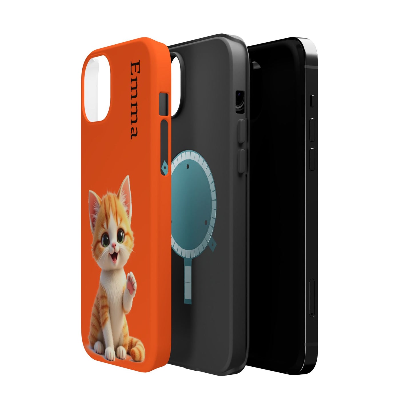 Personalized Orange Tabby Cat Phone Case - Custom Name Gift for Cat Lovers | Kawaii Kitten Cases for Girls & Women