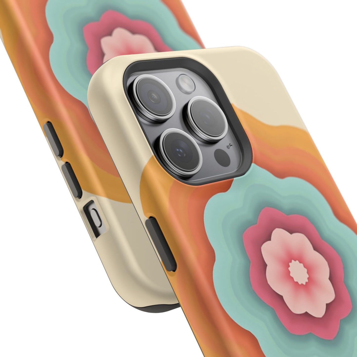 Retro Flower Phone Case - 70s Aesthetic iPhone Case, Vintage Gift Idea, Layered Floral Design