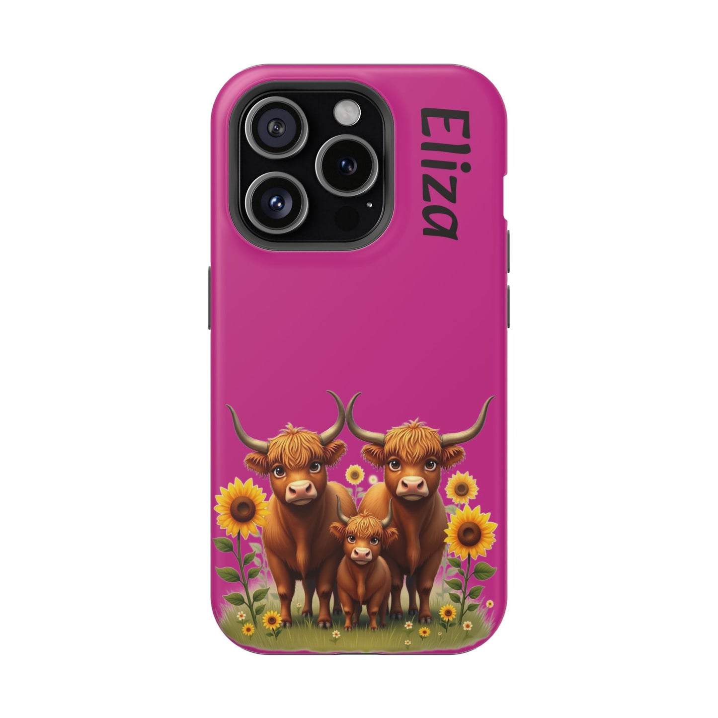 Highland Cow Phone Case - Personalized Custom Name | Cute Farm Animal Gift | iPhone Cases for Women & Girls
