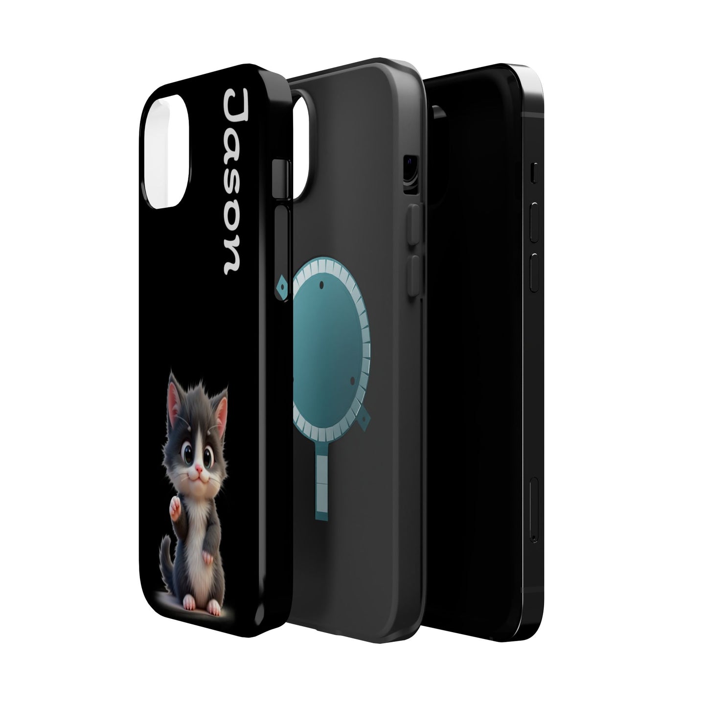 Personalized Kitten Phone Case - Custom Name Cat Lover Gift | Cute Black iPhone Cases for Women & Girls