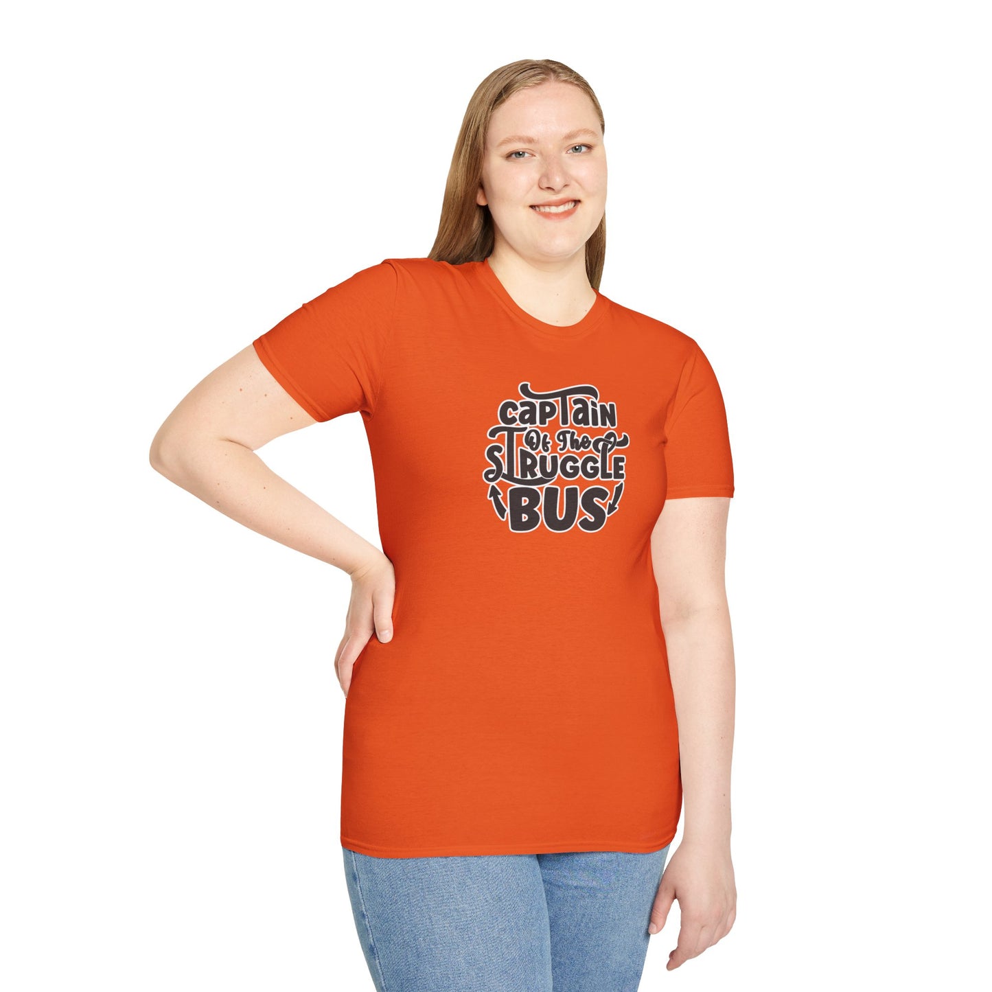 "Captain of the Struggle Bus" Funny & Relatable T-Shirt β Ironic Confidence Tee for the Overwhelmed, Charming, and Still Going Strong