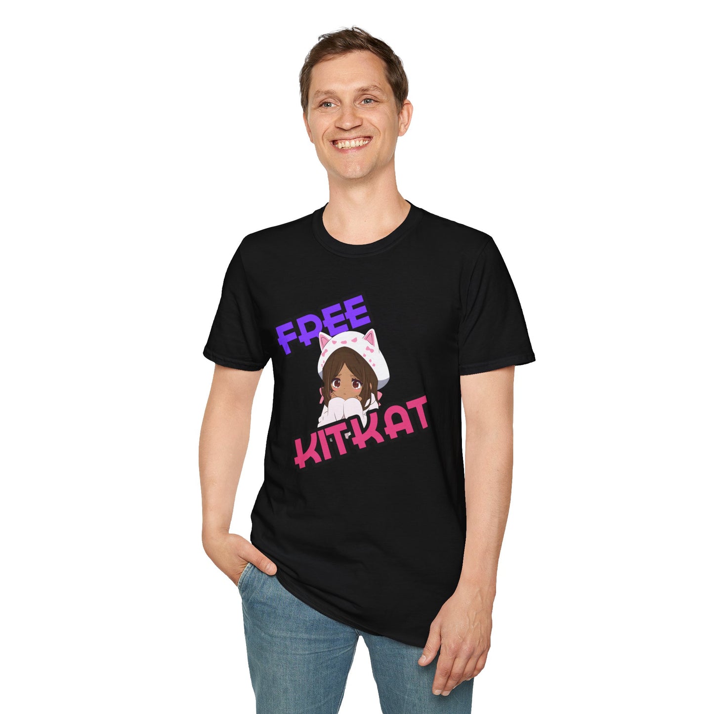 "Free KitKat" Anime Girl T-Shirt β Cute Kawaii Cat Hoodie Design