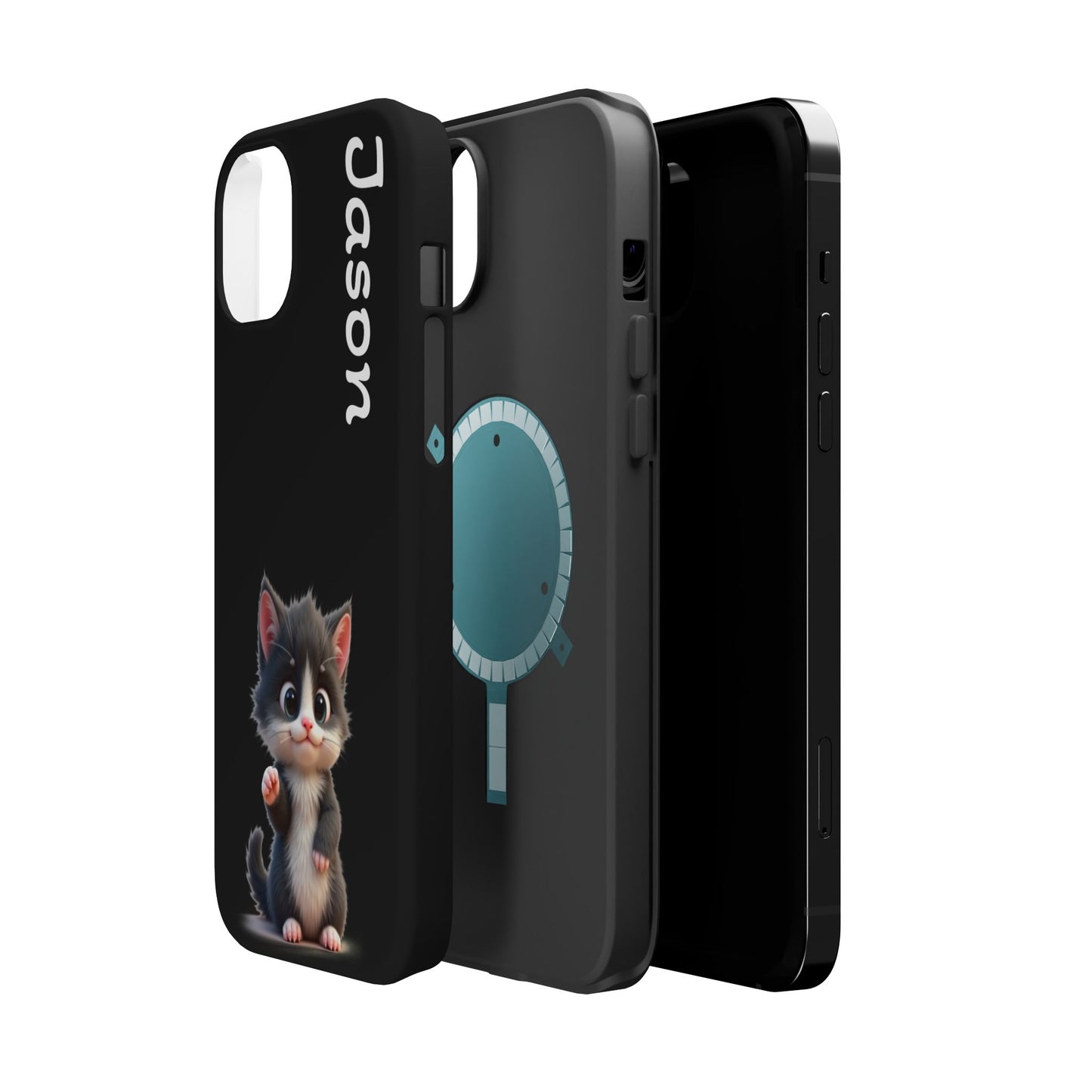 Personalized Kitten Phone Case - Custom Name Cat Lover Gift | Cute Black iPhone Cases for Women & Girls