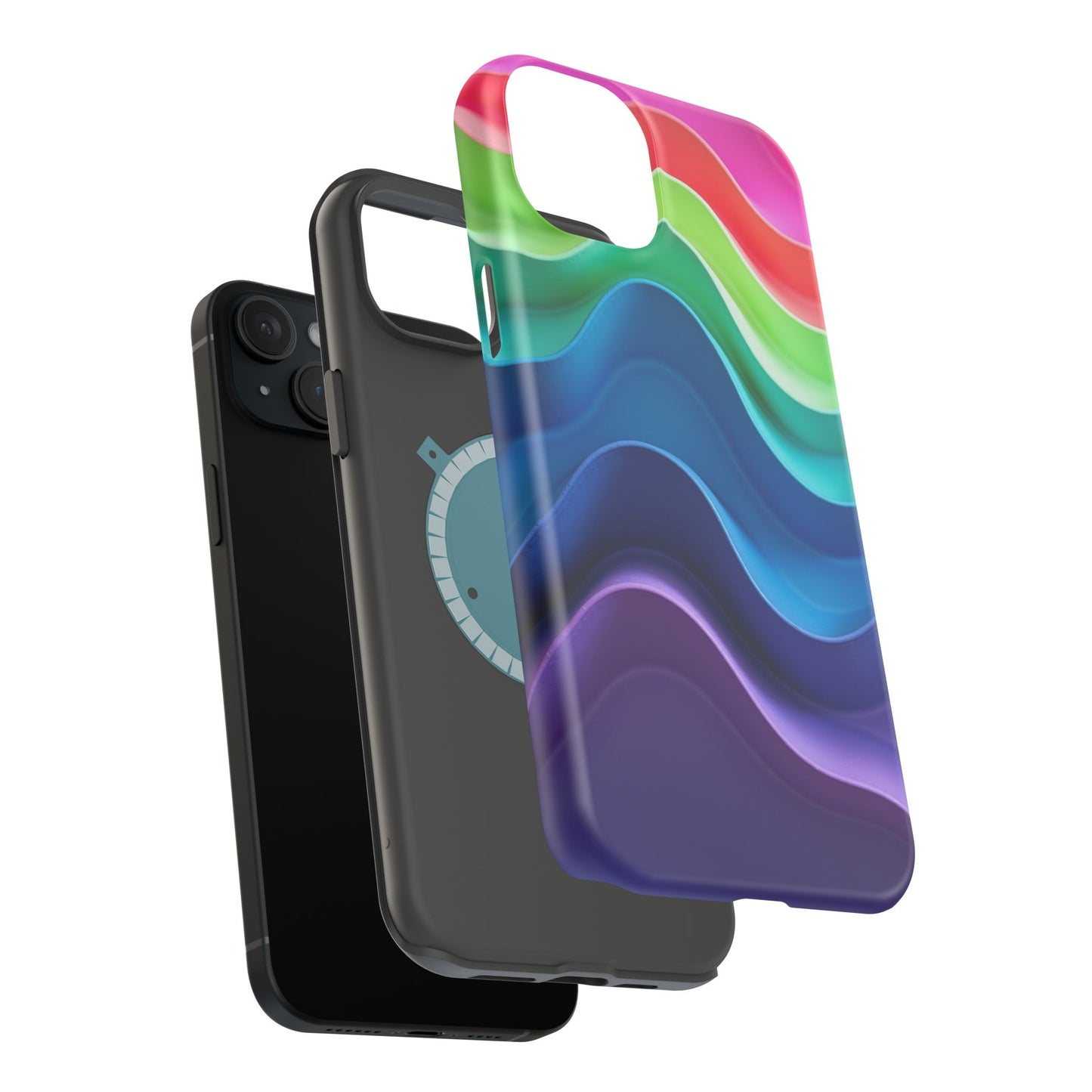 Rainbow Wave Phone Case - Aesthetic Ocean Design | iPhone 14-17 Cases | Nature Gifts for Her, Colorful Trendy Accessory