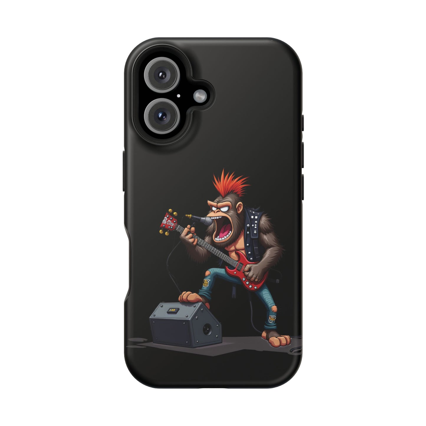 Punk Rock Gorilla iPhone Case - Funny Music Gift, Edgy Aesthetic, Animal Lover Gift