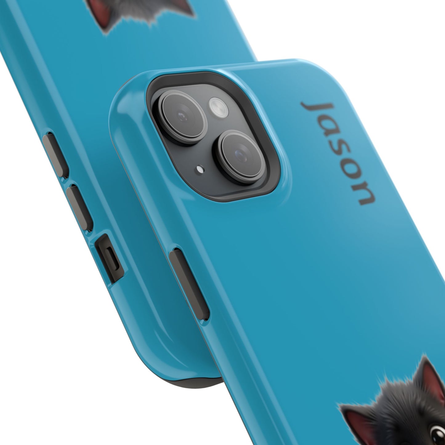 Personalized Black Kitten Phone Case - Custom Name Cat Lover Gift | Cute Teal Blue iPhone Cases for Women & Girls