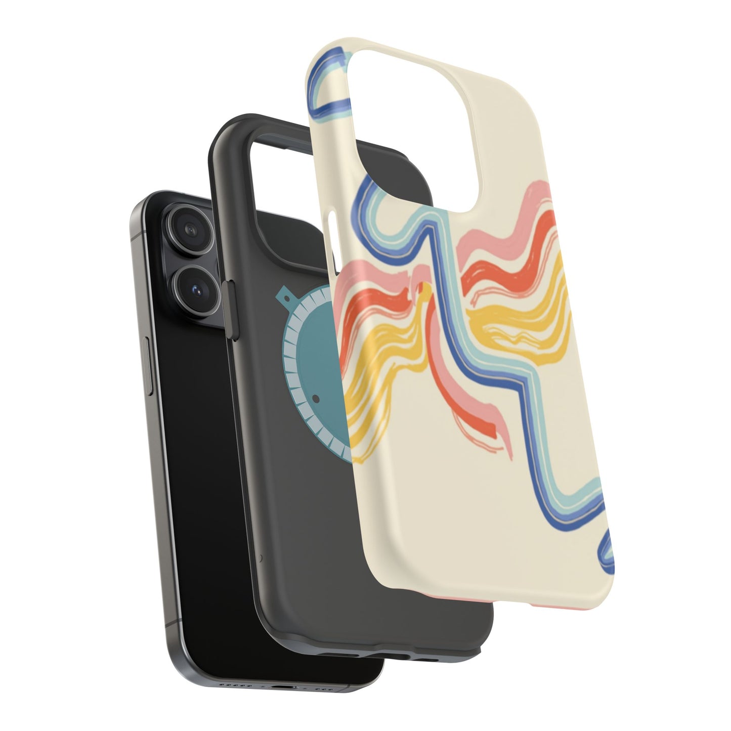 Retro Wave iPhone Case - Aesthetic Streamline Design, Trendy Gift Idea